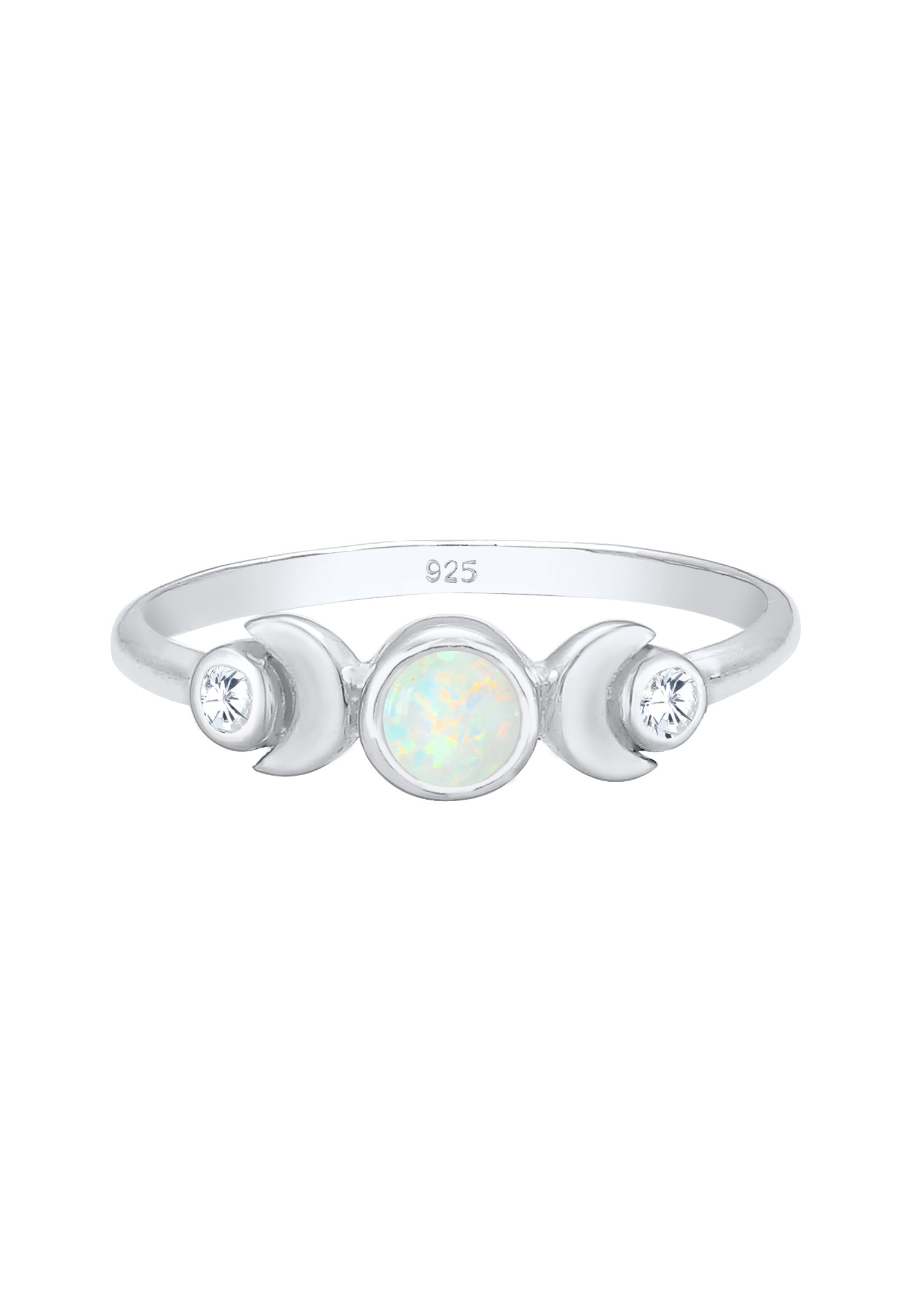 Elli Silberring »Ring Halbmond Zirkonia Synthetischer Opal 925 Sterling Silber«