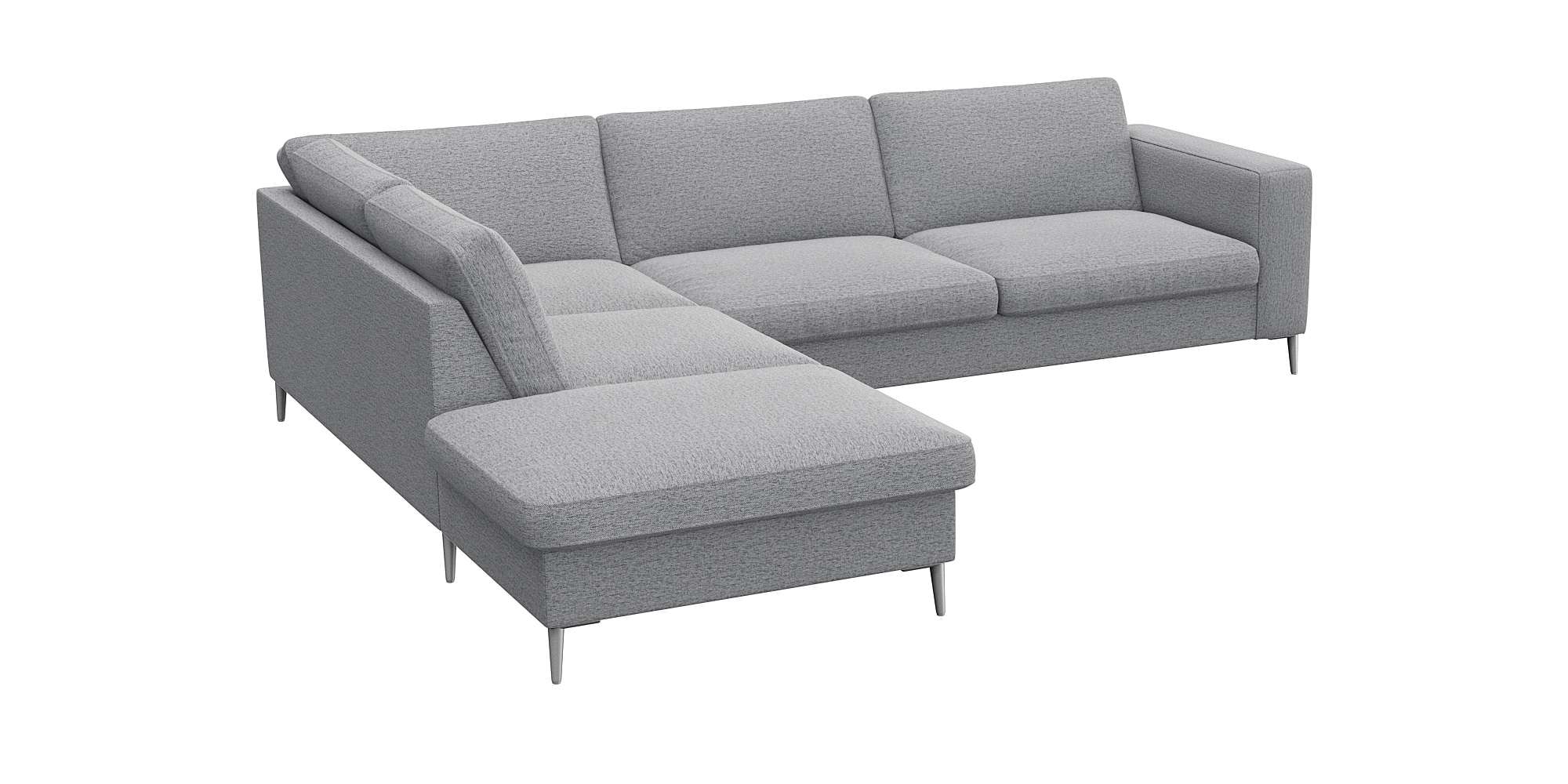 FLEXLUX Ecksofa »Fiore, super Sitzkomfort durch Kaltschaum im Sitz, L-Form« breite Armlehnen, Füße Alu