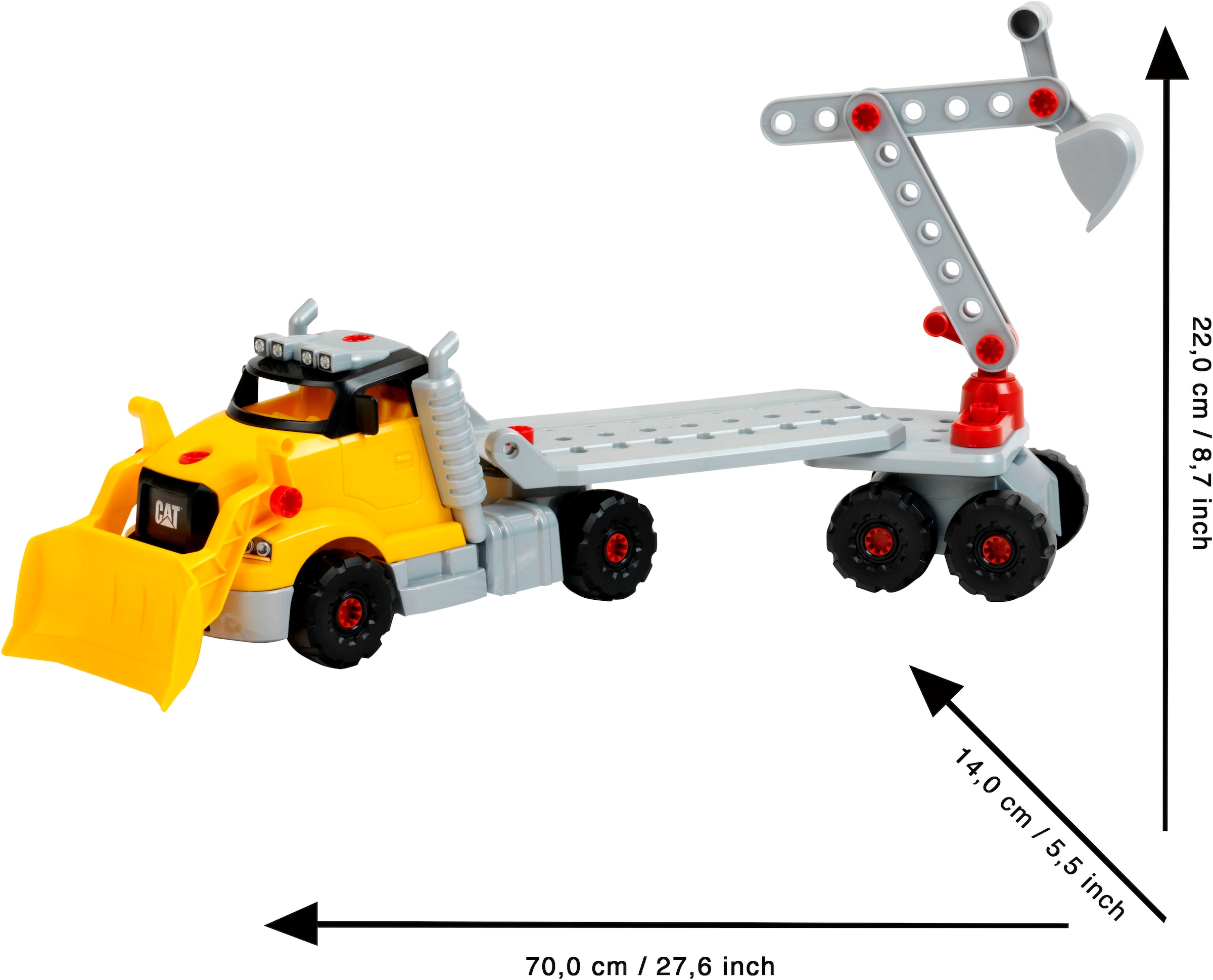 Klein Spielzeug-LKW »Cat® - Schraubtruck Set 4in1«, (Set, 96 tlg.)