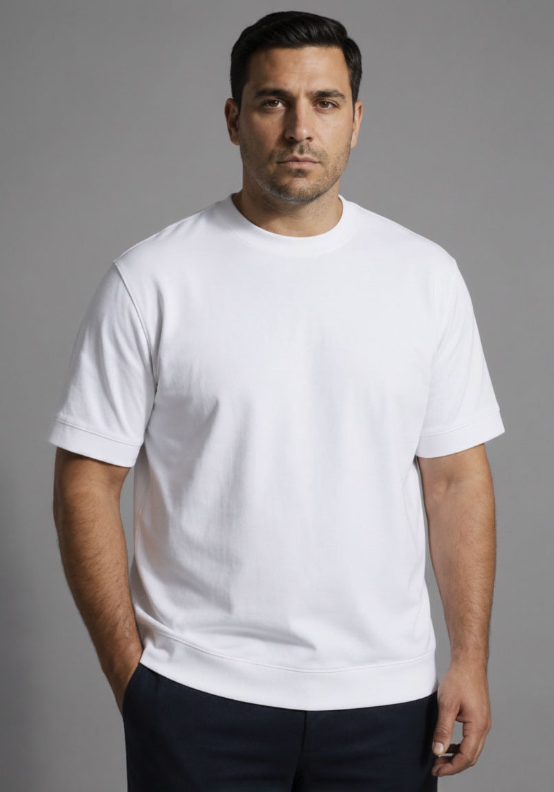Man's World Plus Rundhalsshirt »auch in Grosse Größen bis Gr. 7XL Bauch-Fit mit breitem Saumbündchen« 2er-Pack,  Regular Fit, Kurzarm, unifarben, auch in großen Größen