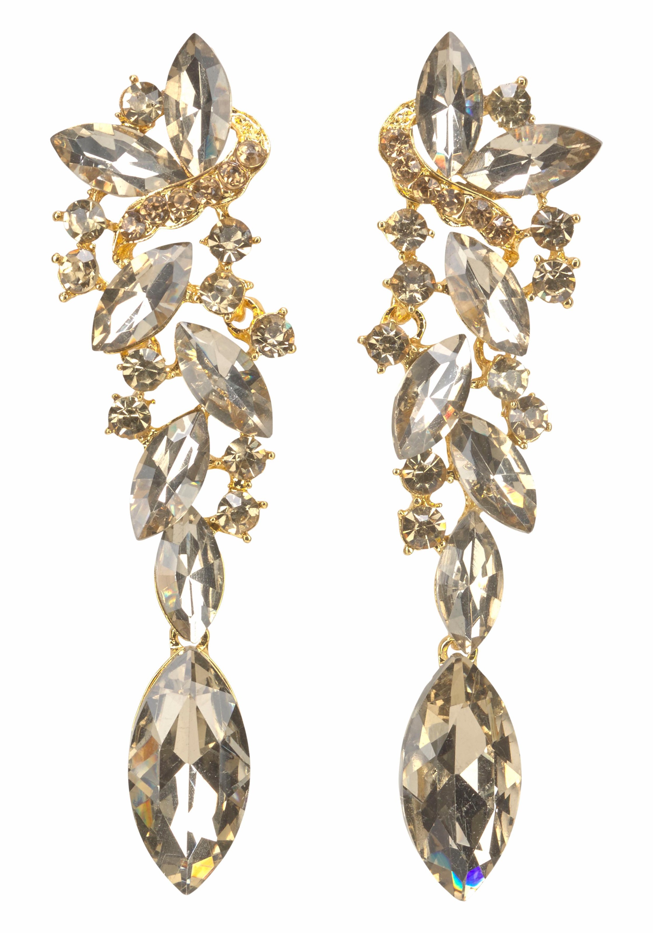 J.Jayz Paar Ohrstecker »Glamour-Look«, (1 tlg.), mit großen funkelnden Glassteinen