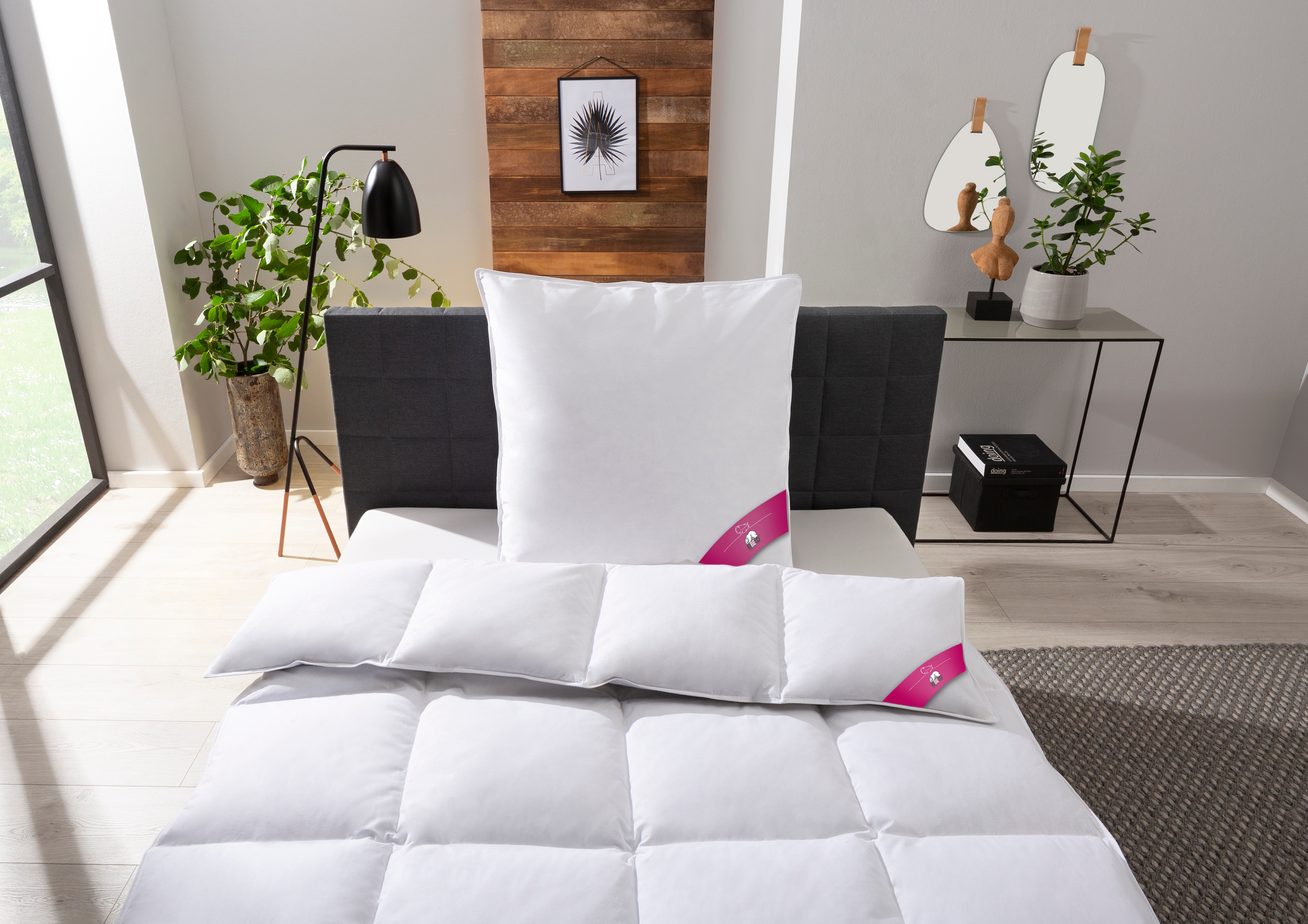 Ribeco Daunenbettdecke + Kopfkissen »Johanna« Wohlfühlkomfort mit den Vorzügen der Natur in weiß, Größe B/L: 40 cm x 80 cm Anzahl Teile 1