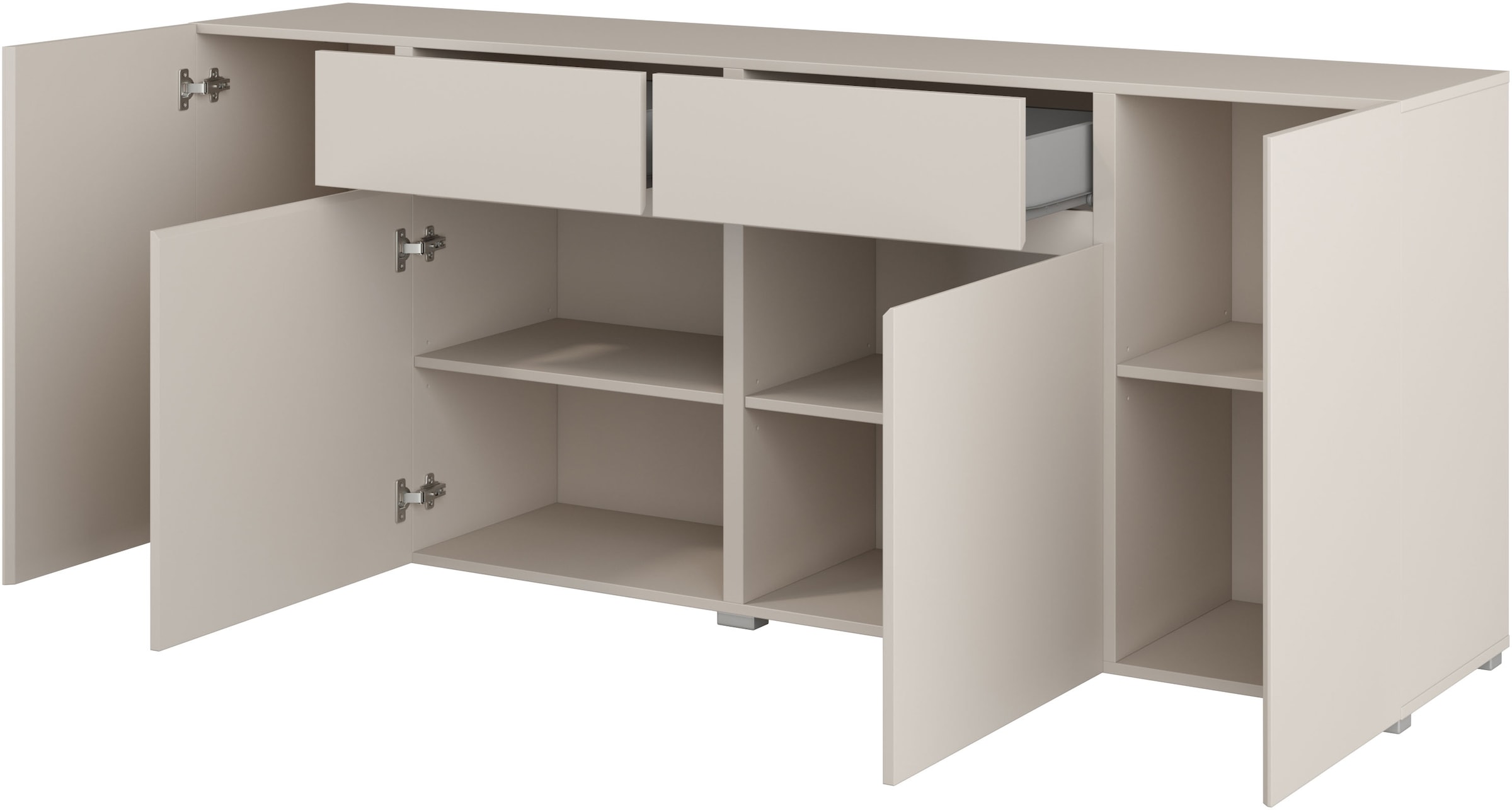 OTTO home Sideboard »Metric,Breite 195 cm, grifflose Kommode 4 Türen/2 Schubkästen« Schubladenschrank mit viel Stauraum, Einlegeböden verstellbar