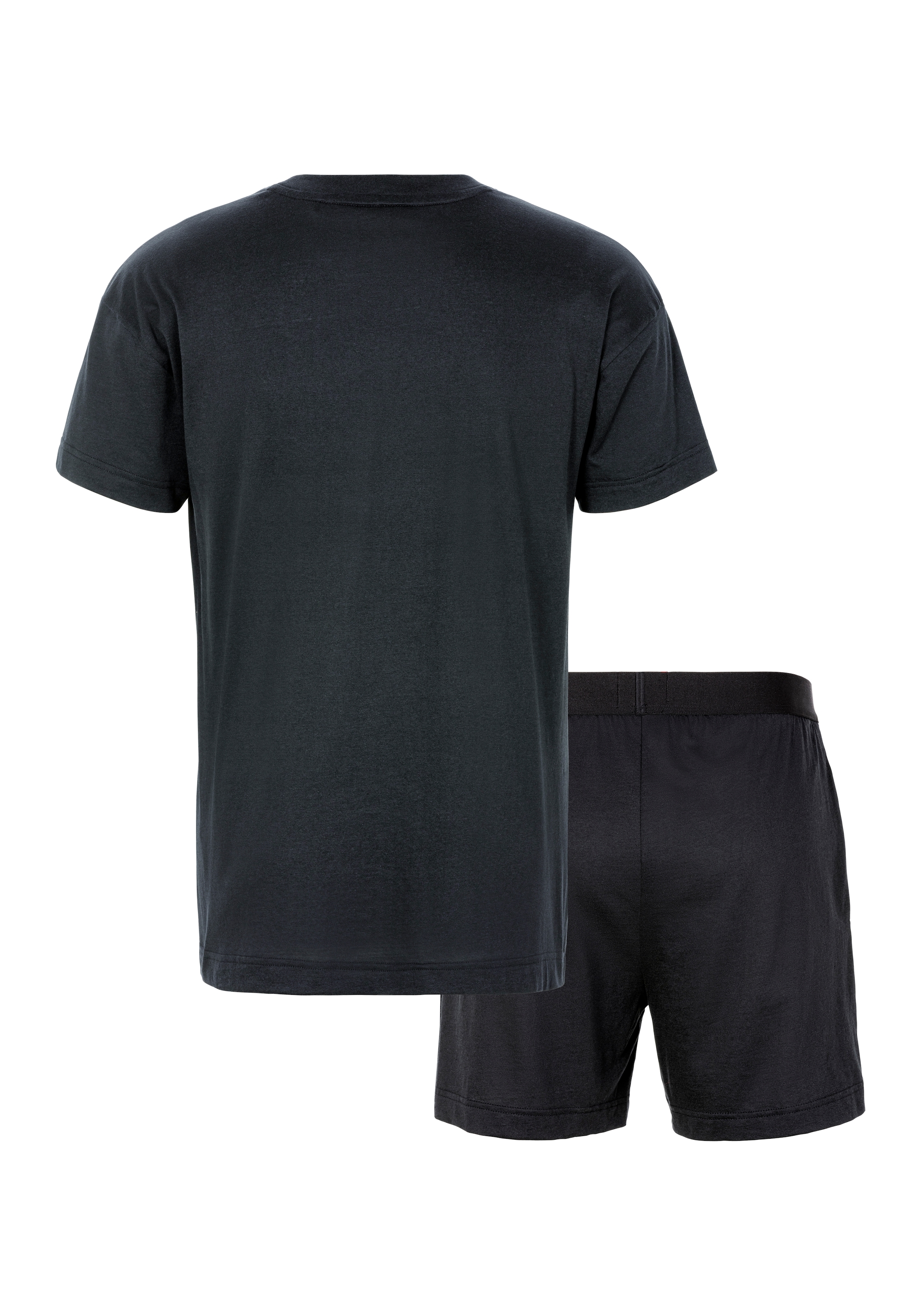HUGO Underwear Pyjama »GALAXY_SHORT SET«, (Set, 2 tlg.), mit kontrastfarbenen Logobadge