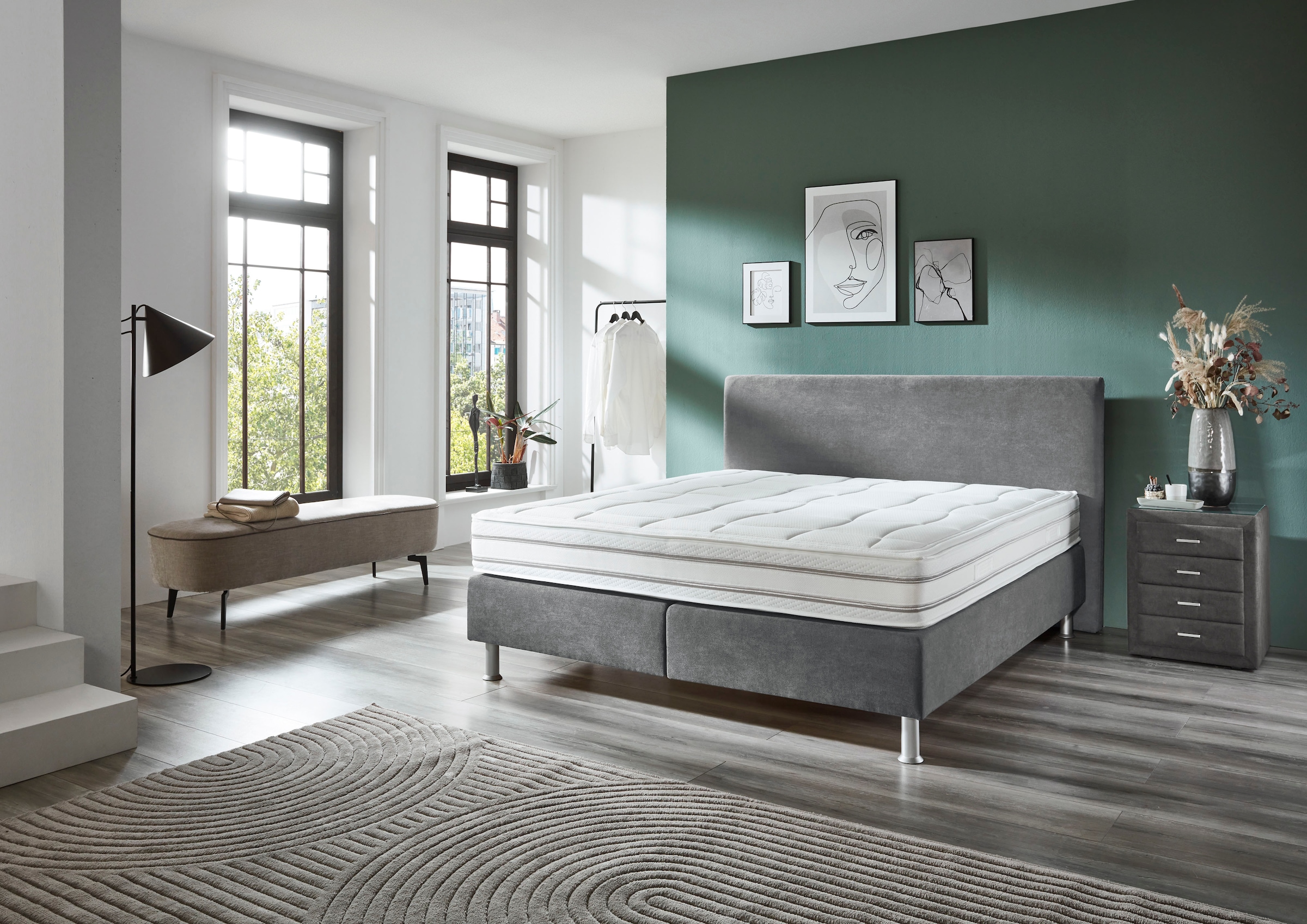 Die PlanBar Boxspringbett »OC-ON23148« inkl. Wendematratzen u. Bonellfederkern Unterbau, 160/180x200cm