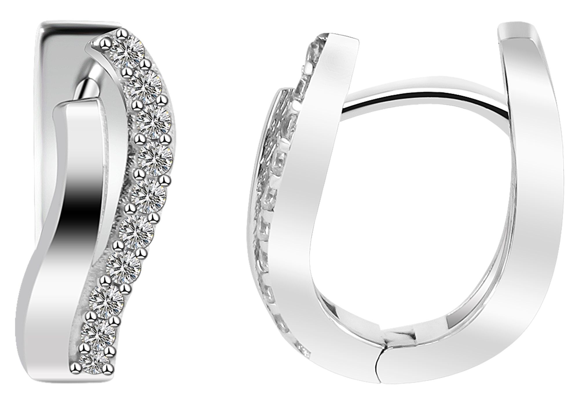 Adelia´s Paar Creolen »Damen Ohrringe ¿ Klappcreole aus 925 Silber mit Zirkonia«