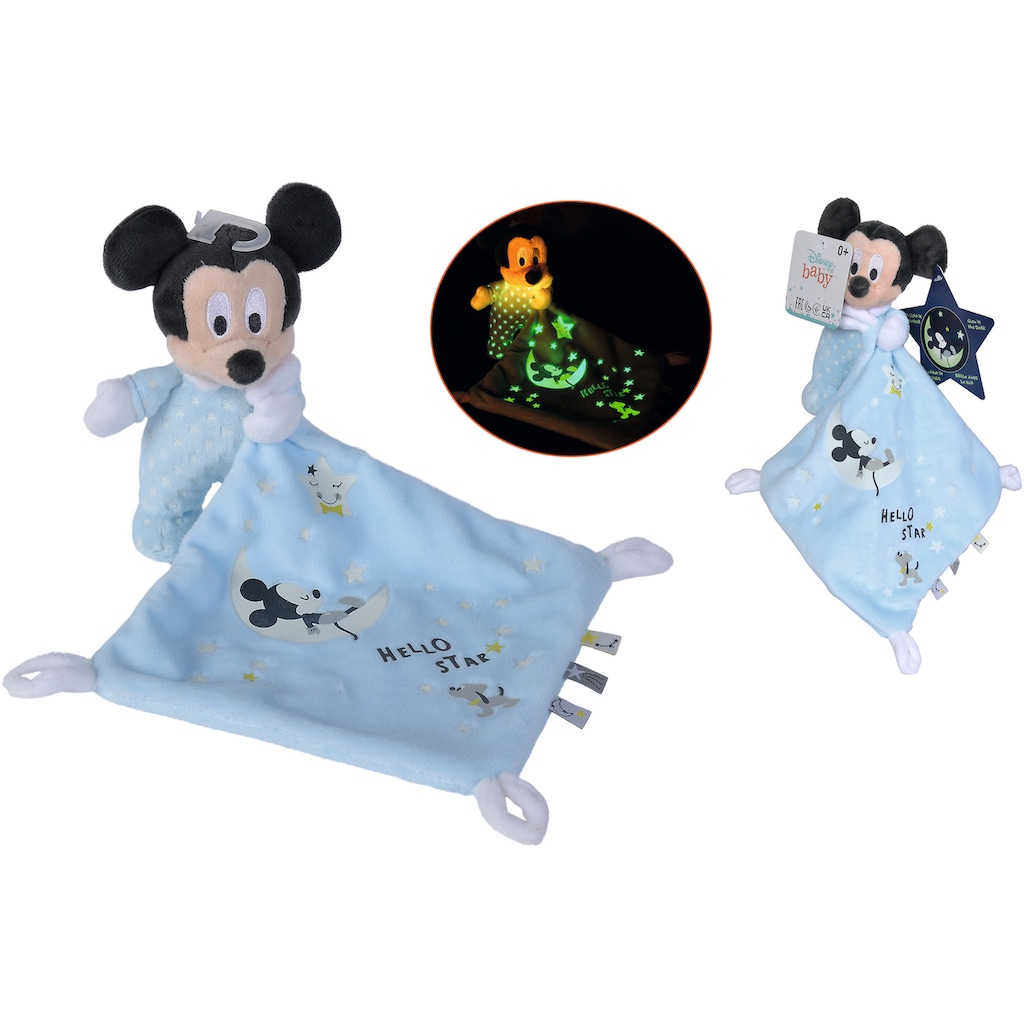 SIMBA Schmusetuch »Disney Mickey Glow in the dark, Starry Night«, mit leuchtenden Elementen