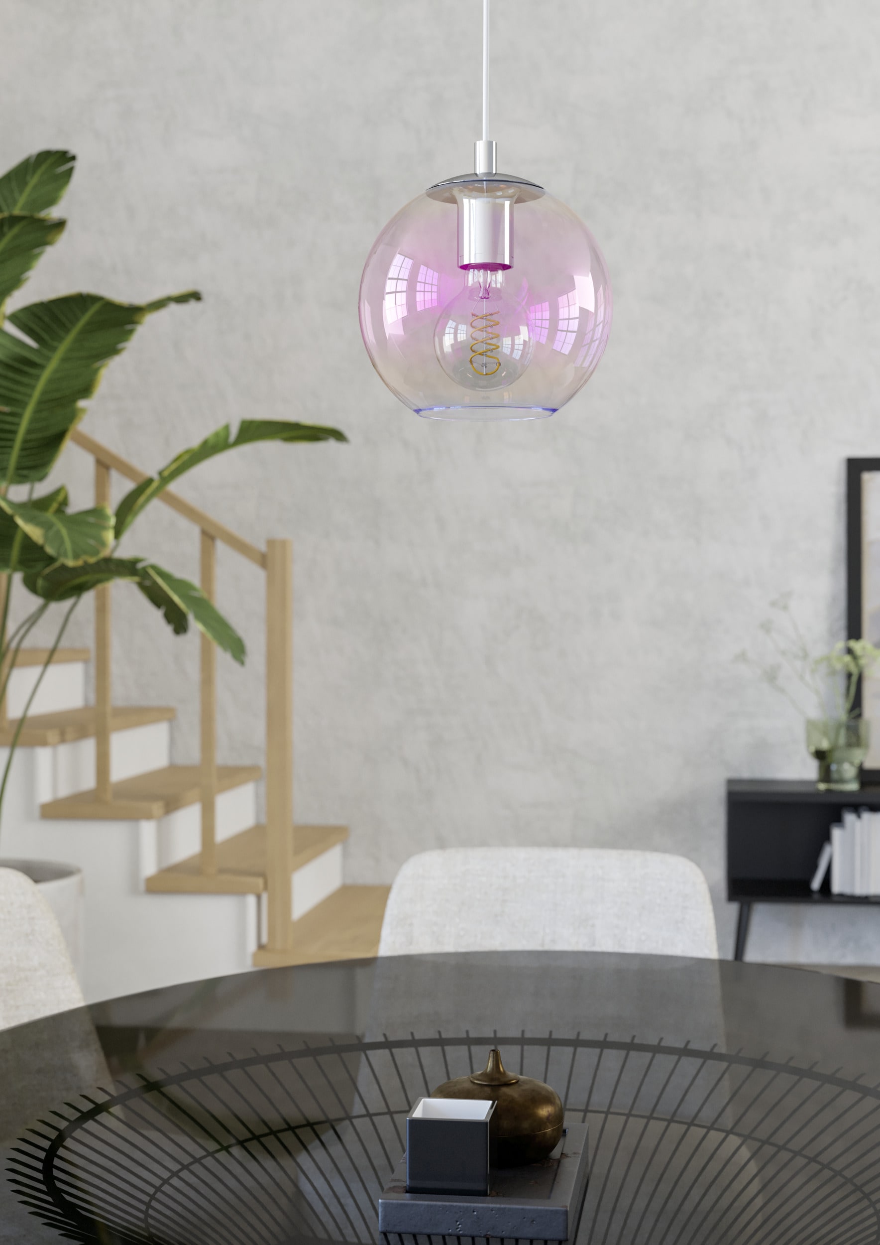 EGLO Hängeleuchte »ARISCANI 2 Pendellampe - Stahl - E27 - 1X60W - IP20« E27 1 Stk. Hängelampe, Deckenlampe, Wohnzimmer, Esszimmer, H110 x Ø20 cm