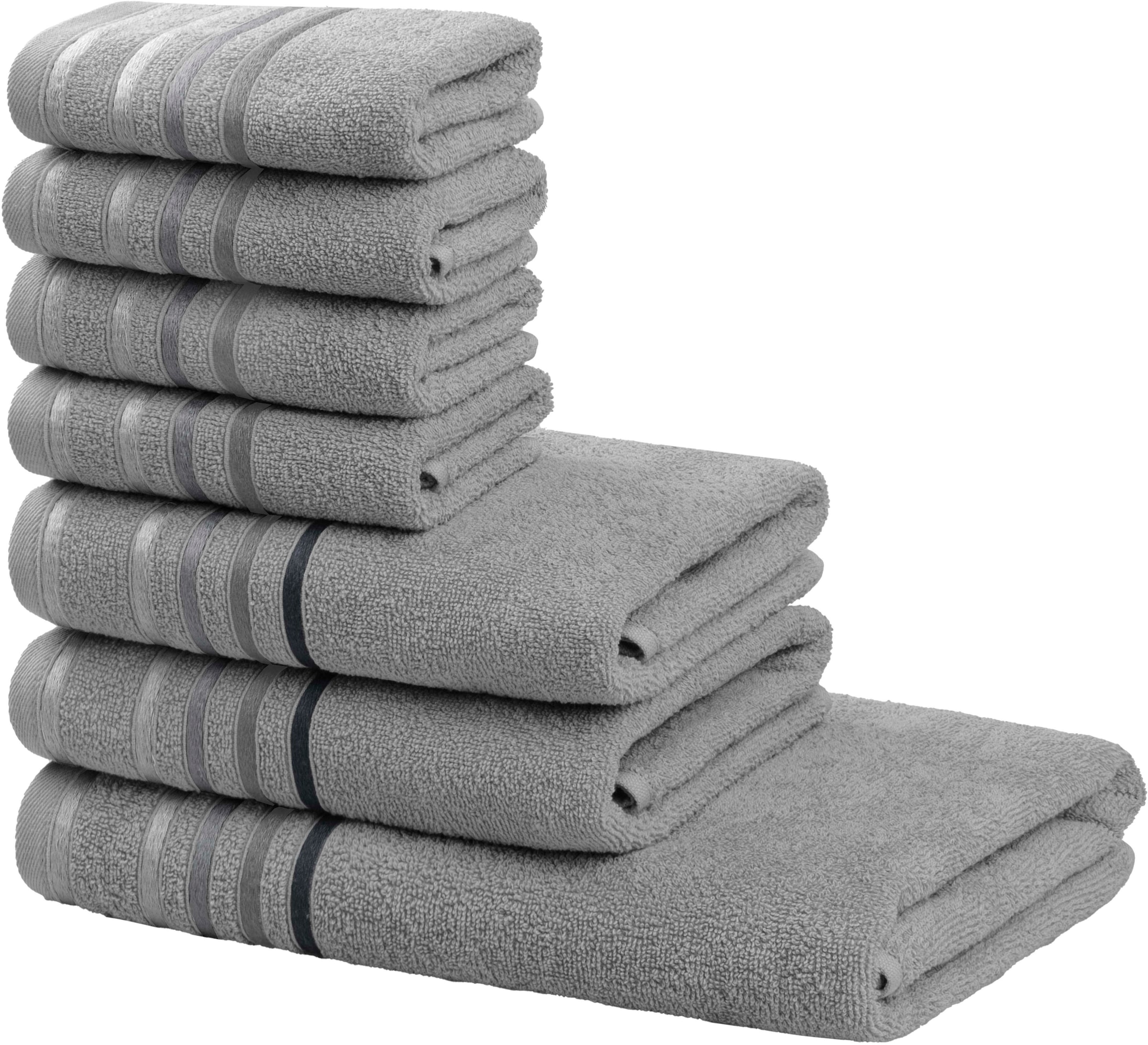 OTTO home Handtuch Set »Niki, Duschtuch, Handtücher und Gästetücher« Set Walkfrottee Handtücher mit mehrfarbiger Streifenbordüre, weich, aus 100% Baumwolle