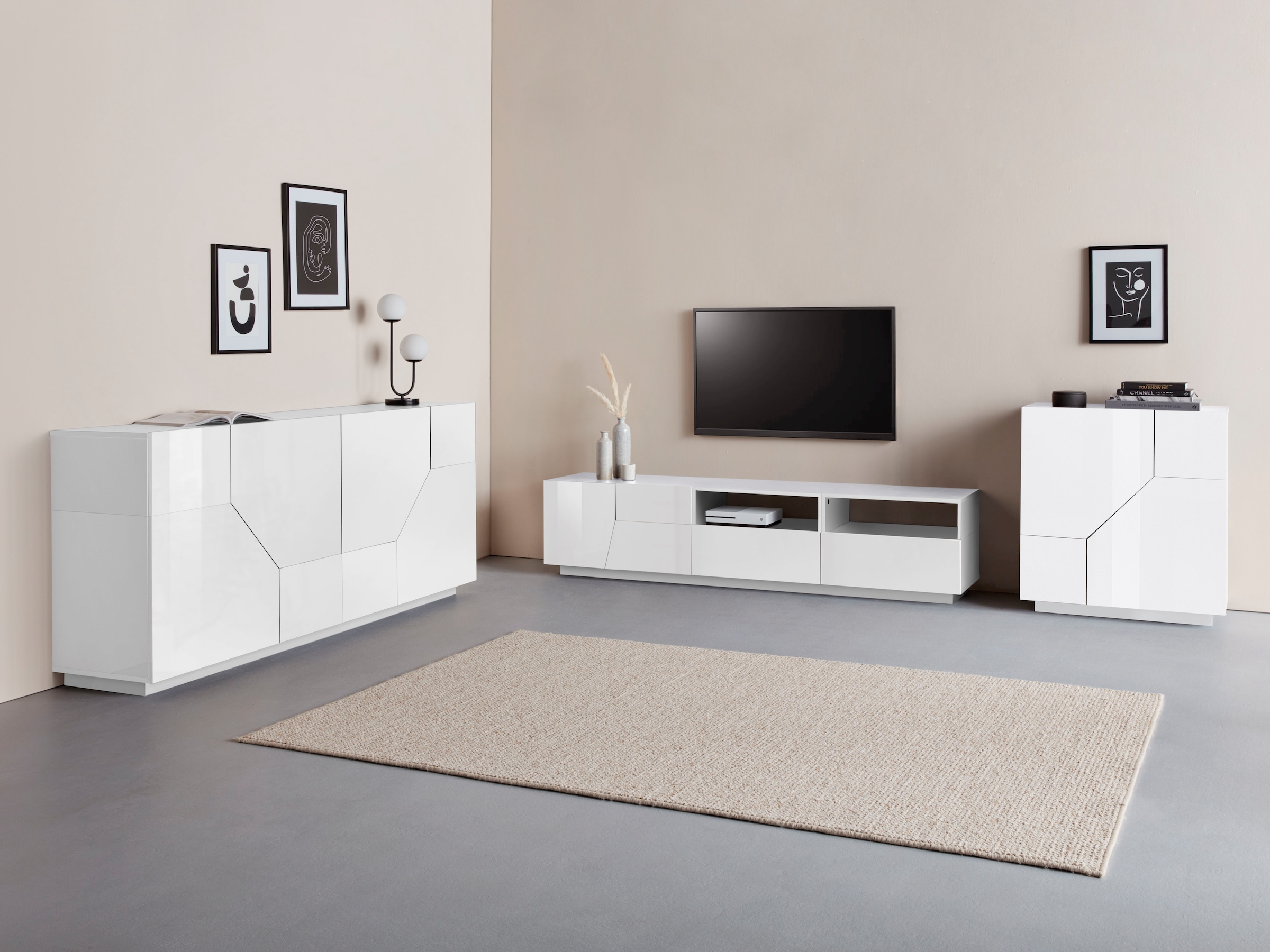 INOSIGN Lowboard »ALIEN- TV-Board, mit 2 Türen, 2 Schubladen und 2 offenen Fächern«, TV-Kommode Breite ca. 200 cm "Made in Italy"