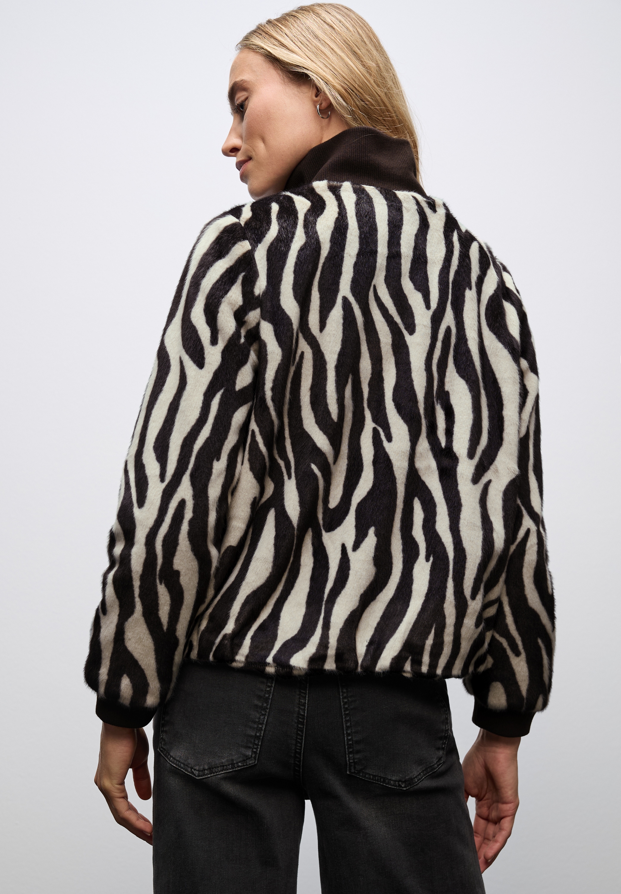 STREET ONE Blouson, ohne Kapuze, Fake Fur Zebra Blouson im Animal-Look