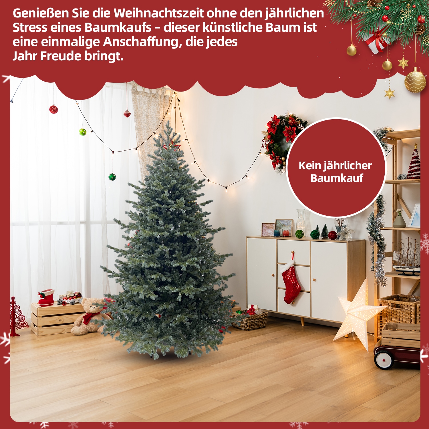 SHX Dekobaum »Künstlicher Weihnachtsbaum 180 cm«, stabil, einfacher Aufbau, kein jährlicher Baumkauf