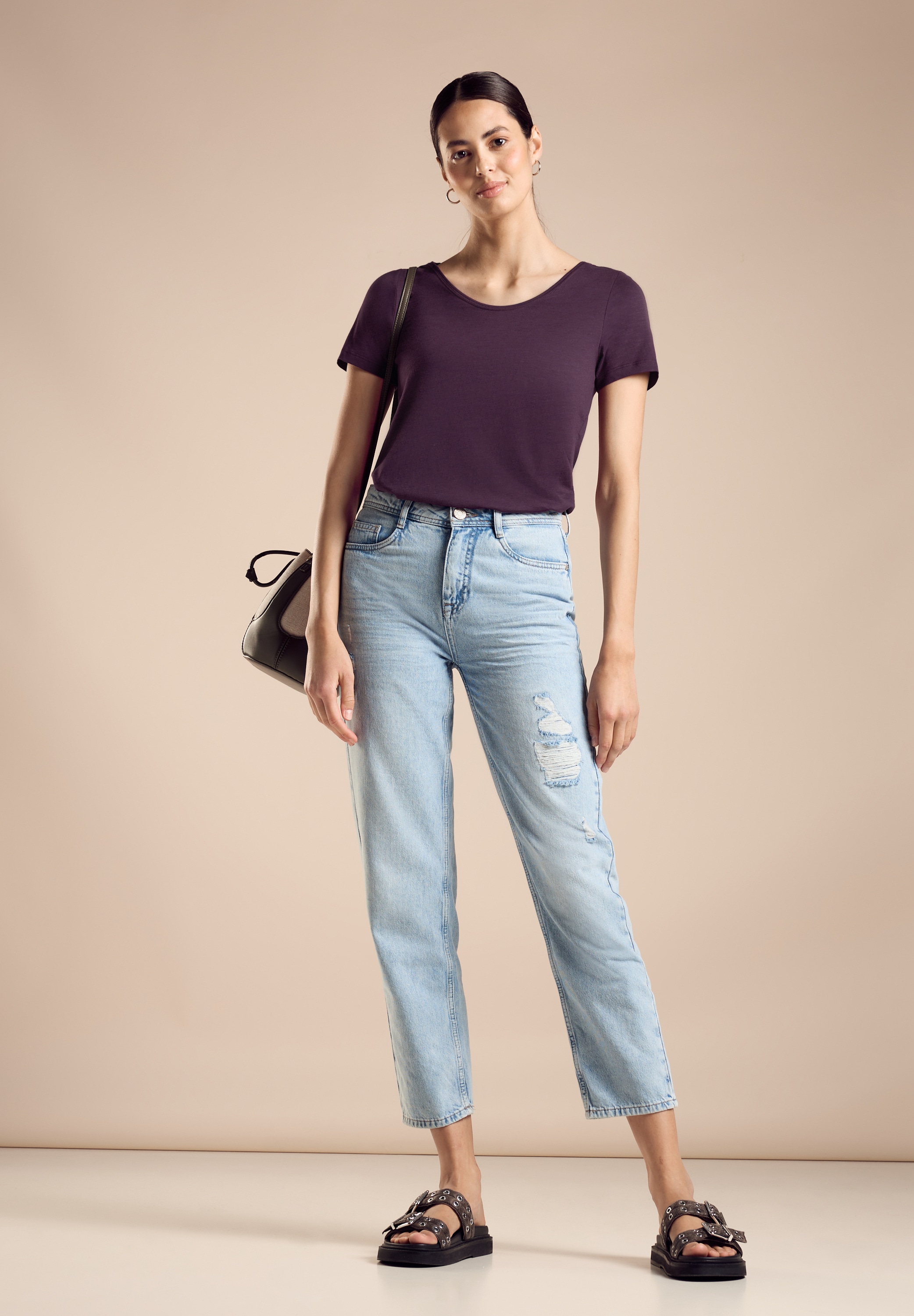 STREET ONE T-Shirt »Style Gerda«, mit längerer Rückseite