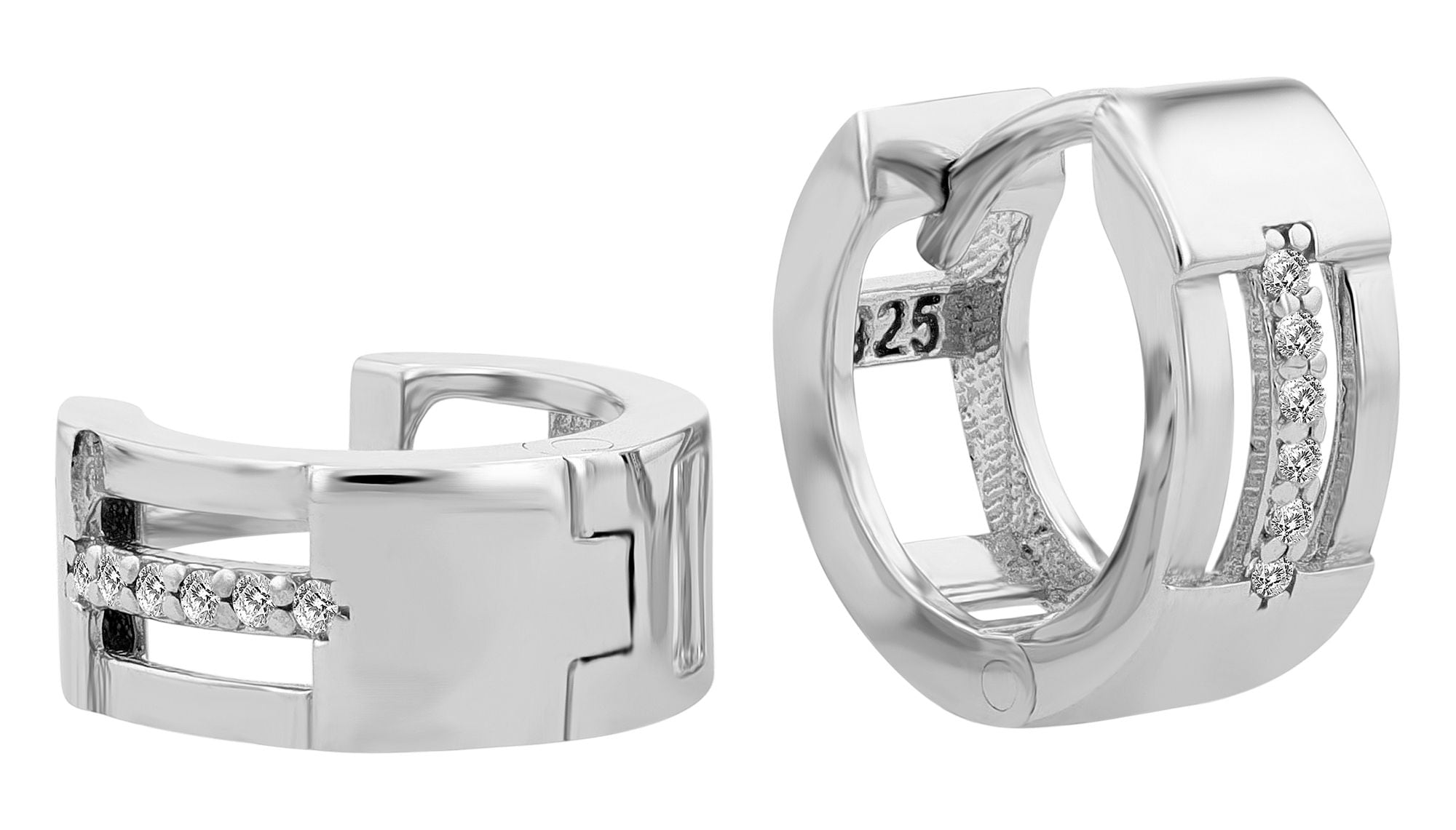 Adelia´s Paar Creolen »Damen Ohrringe ¿ Klappcreole aus 925 Silber mit Zirkonia«