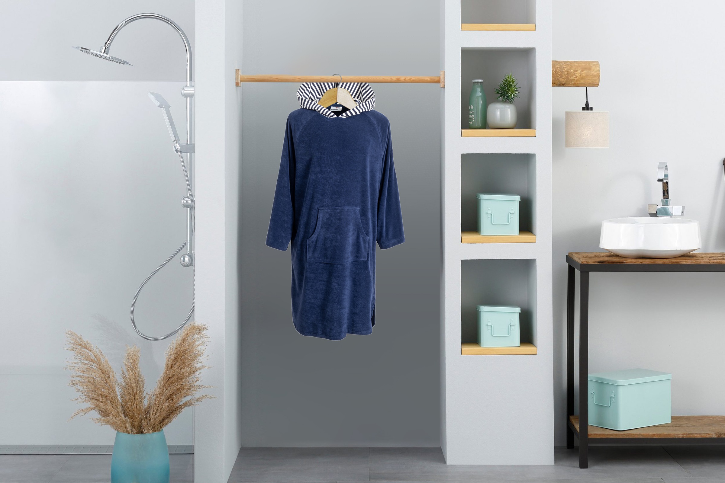 KangaROOS Badeponcho »Dalia Surfponcho, ideal für Sauna, Spa & im Urlaub« 1 Stk. weich, Uni-Farben mit Streifen, leicht, Unisex, für Damen und Herren