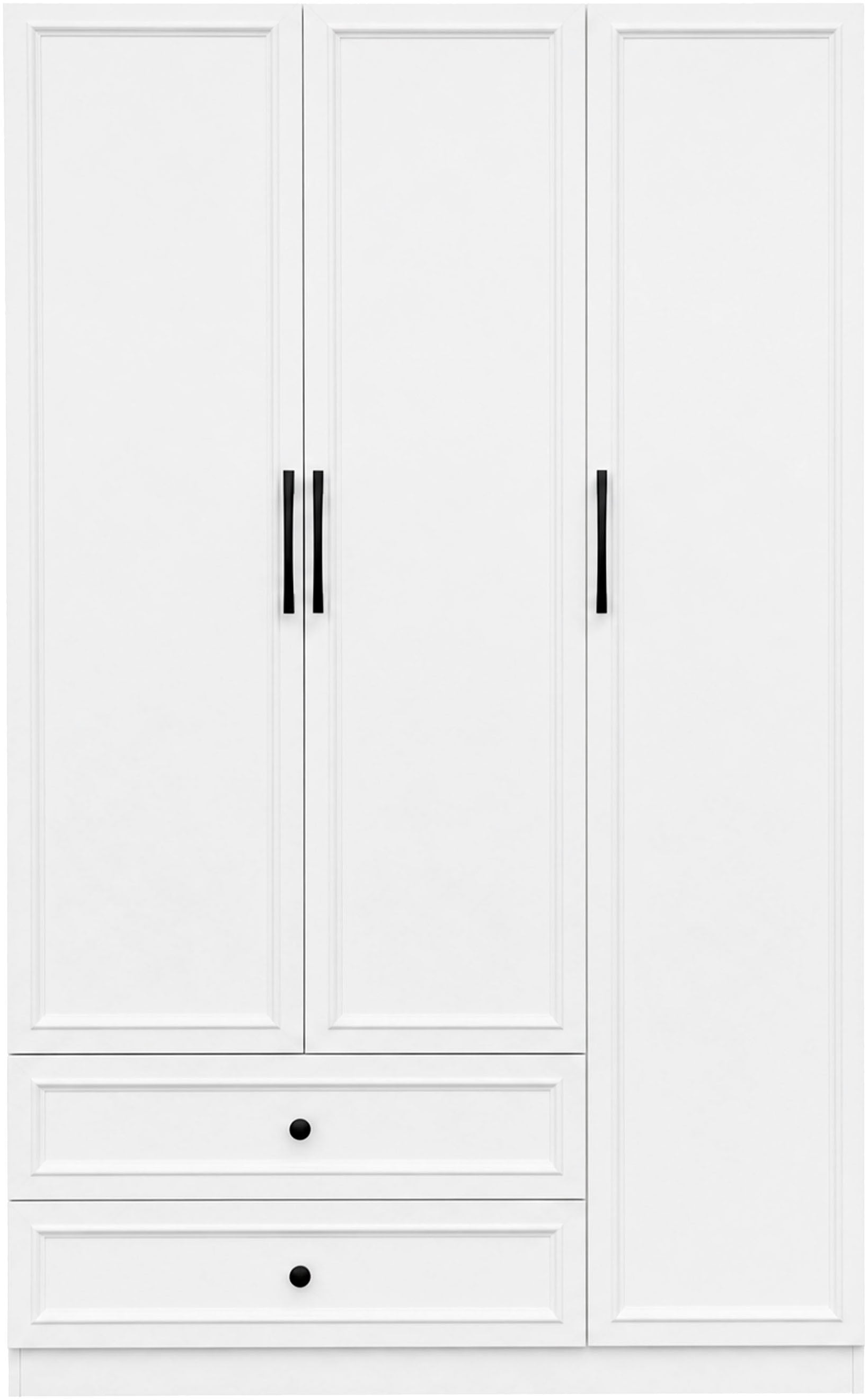 OTTO home Kleiderschrank »Arrian 120 cm Weiß | 3-türiger Drehtürenschrank im Landhausstil« Zeitloses Landhausdesign trifft auf durchdachte Stauraumlösungen