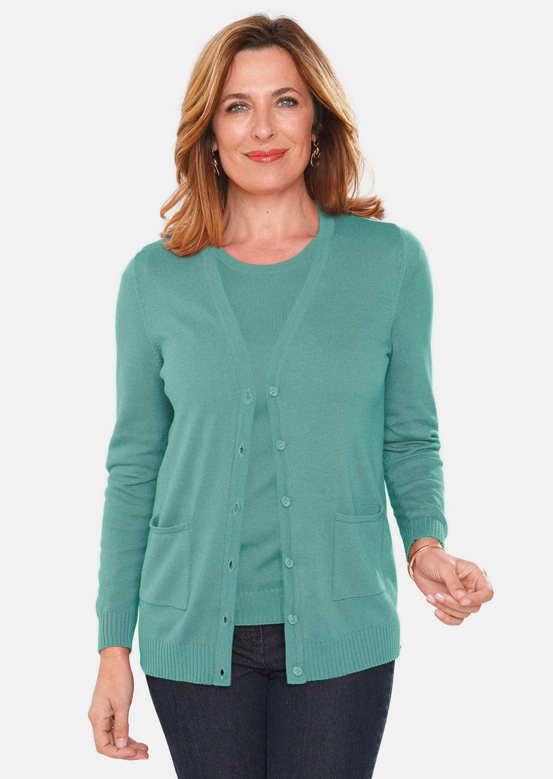 GOLDNER Strickpullover »Kurzgröße Klassisches Stricktwinset«