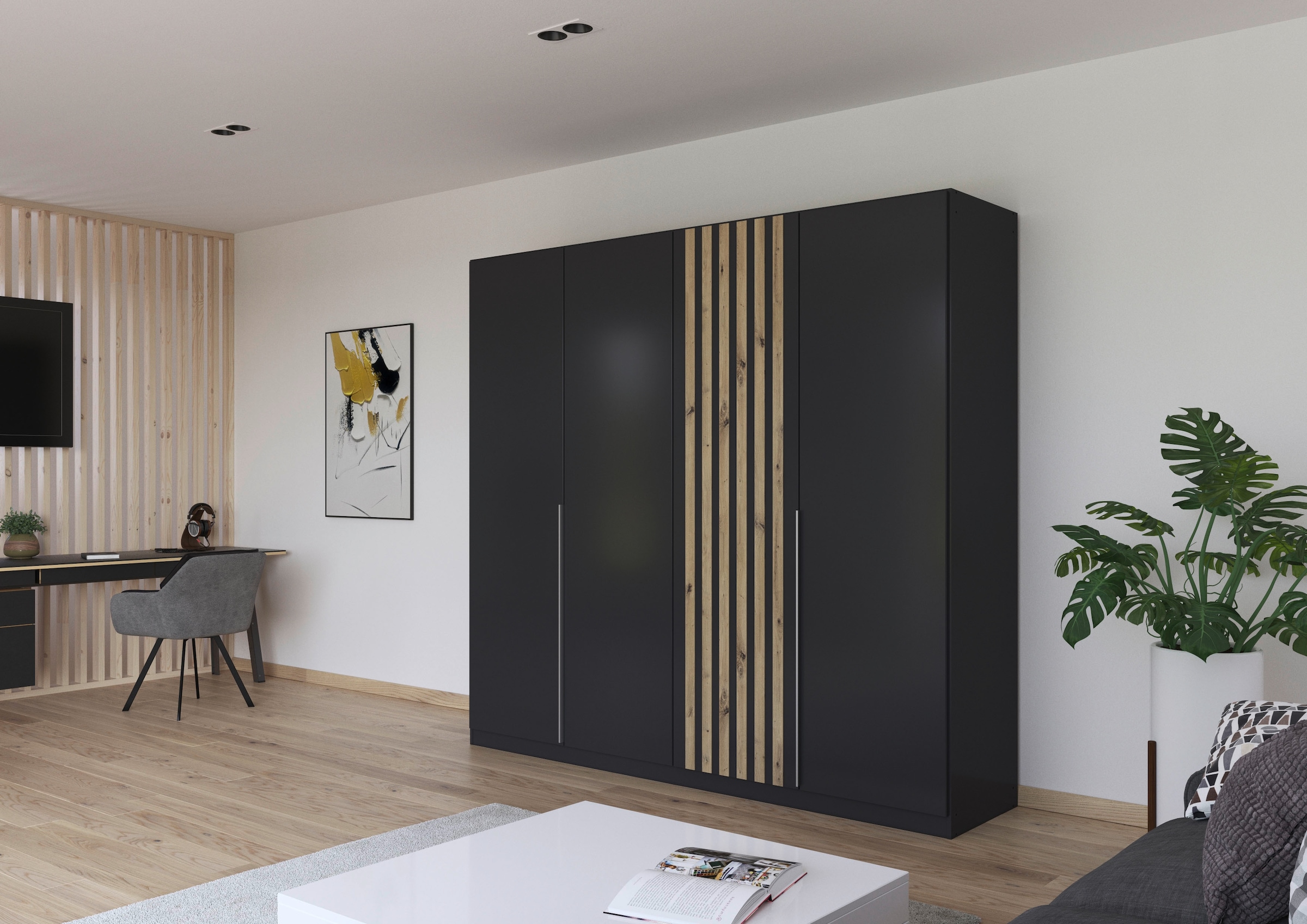 rauch Schlafzimmer-Set »Komplettzimmer Komplett Set Schrank 226 cm Bett 160/180 cm LAMELLA« Set, 3 verschiedene Ausstattungen, inkl. SOFT-CLOSE, 4 tlg. tlg.