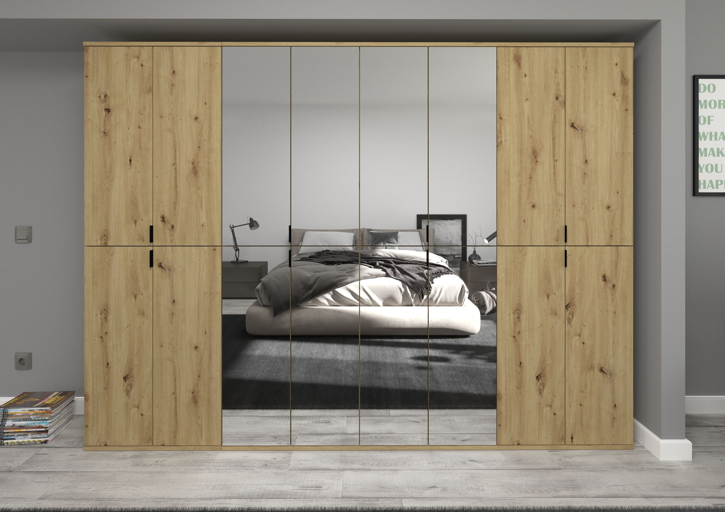 INOSIGN Garderoben-Set »Trondheim, Breite 244 cm, best. aus 4 Schränken, 16 Türen, 36 Fächer«, (Set, 4 St.), inkl. ausziehbarer Kleiderstange, Garderobenschrank, Kleiderschrank