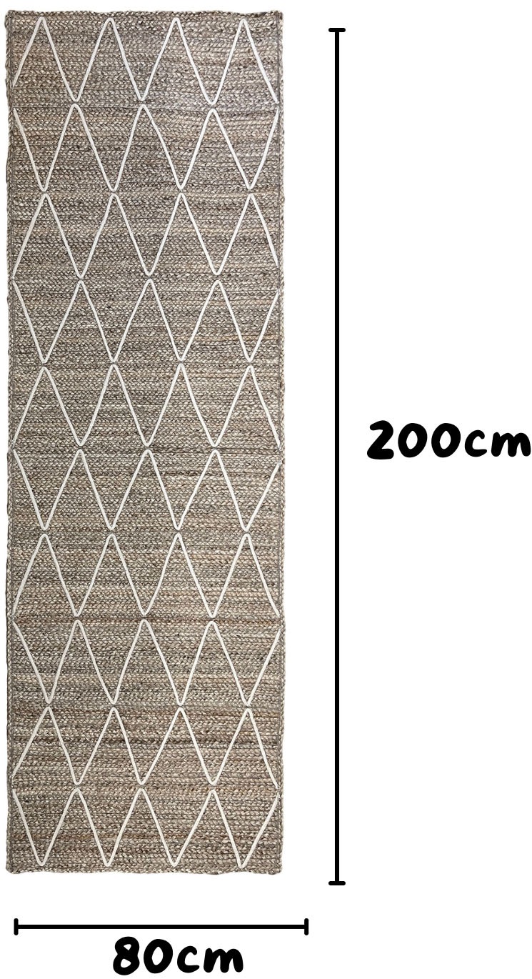 Myflair Möbel & Accessoires Teppich »Juna Essence«, rechteckig, 10 mm Höhe, Juteteppich, handgeflochten, meliert, Rauten Muster, auch als Läufer