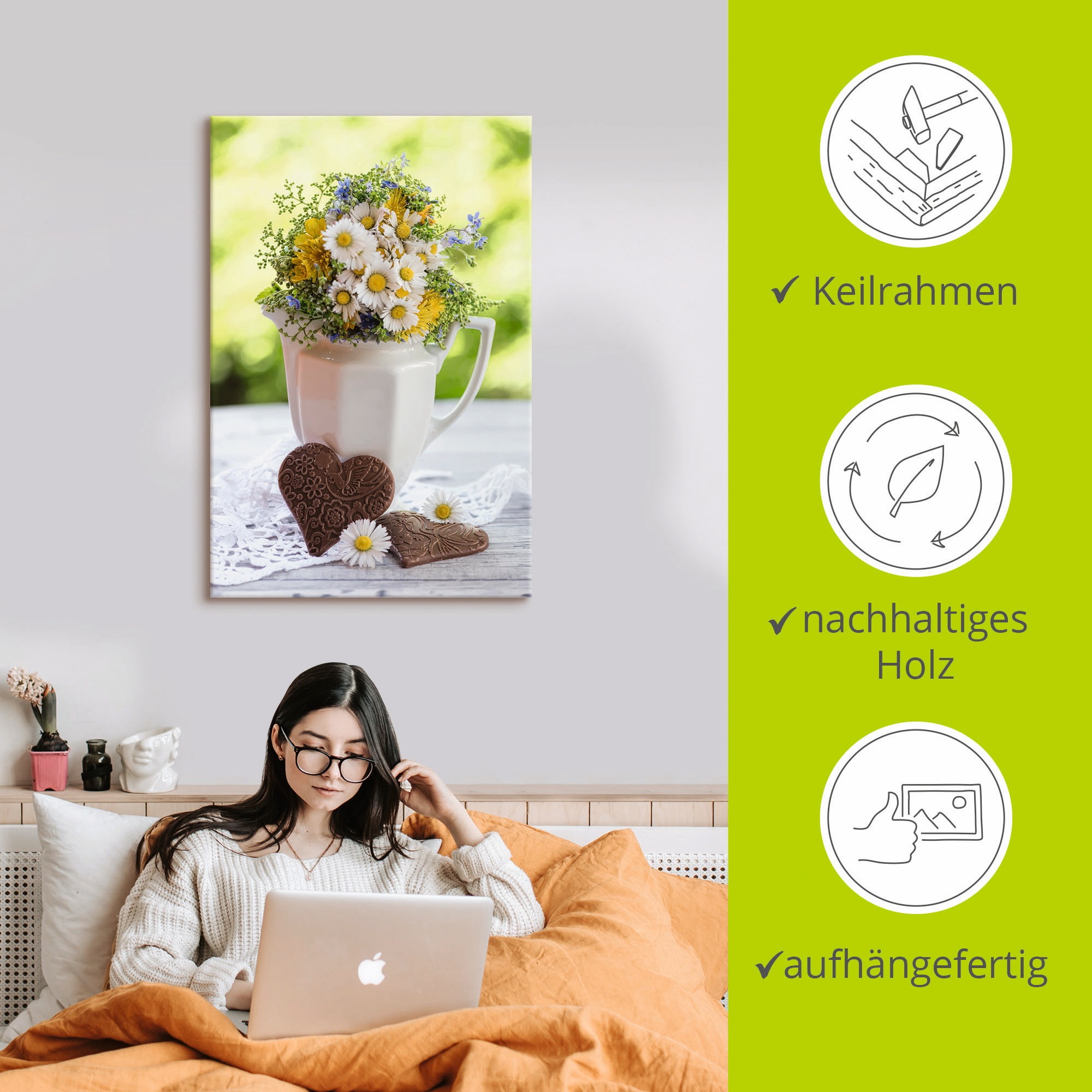 Artland Wandbild »Aus Liebe zum Frühling« Vasen & Töpfe 1 Stk. tlg. auf Holzrahmen gespannt