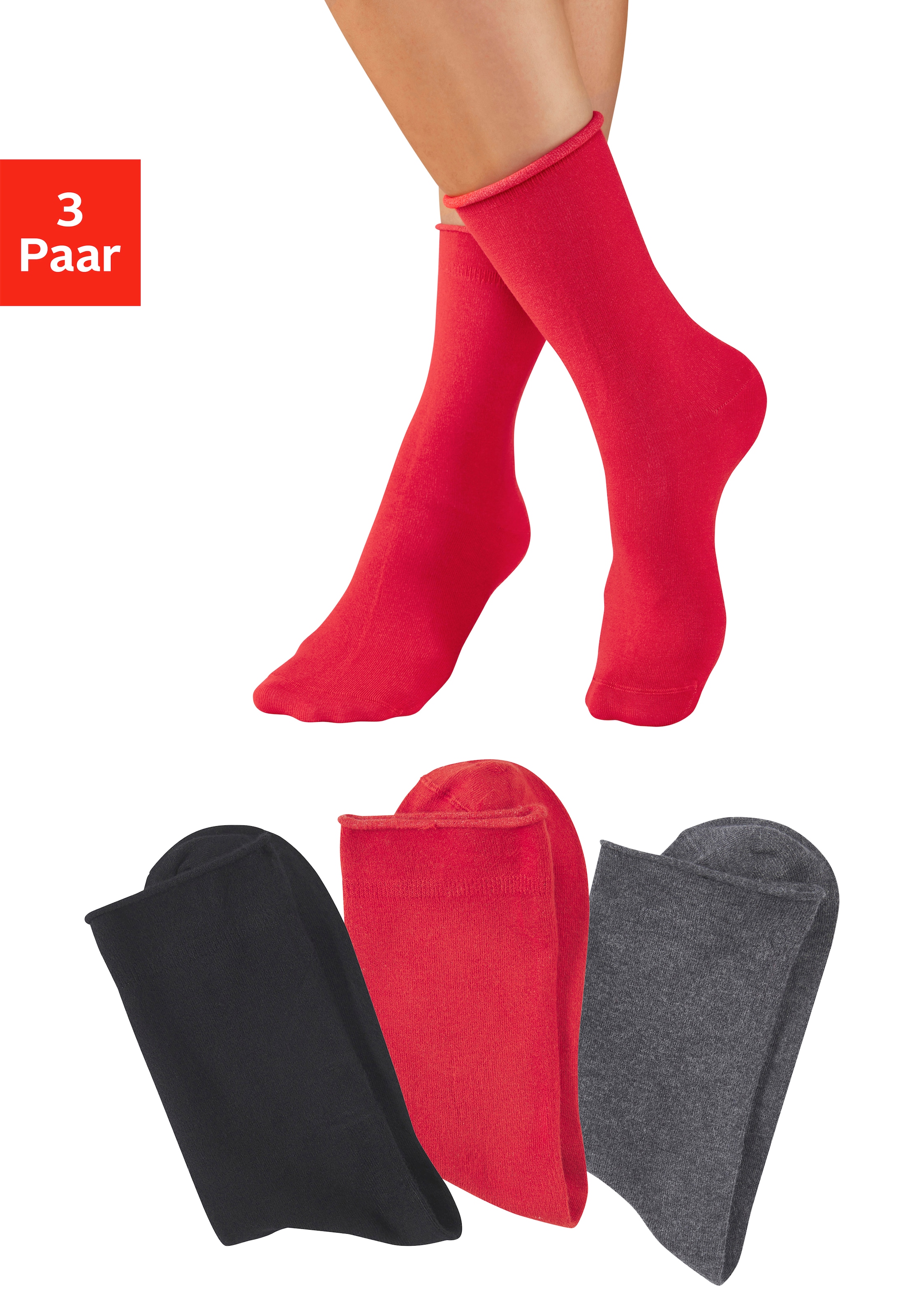 H.I.S Basicsocken Packung, 3 Paar tlg. mit extra weicher Viskose