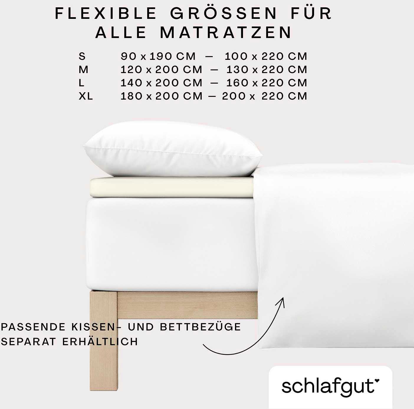 Schlafgut Spannbettlaken »PURE TOPPER Bio-Baumwolle mit Elasthan 170 g/m² für Topper bis 10 cm« PREMIUM Laken für Matratzen bis 10 cm Höhe, dehnbar, blickdicht