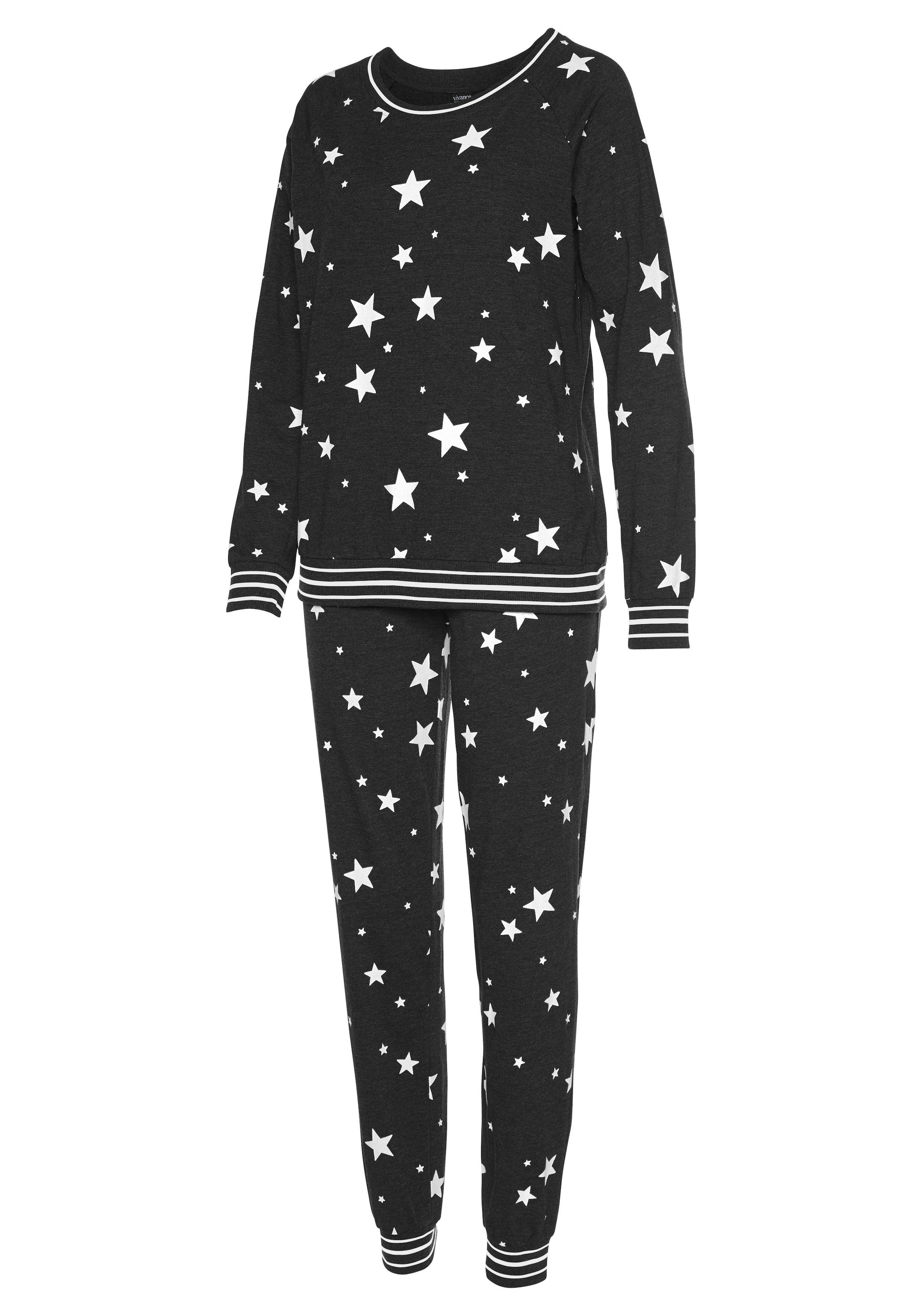 Vivance Dreams Pyjama, (2 tlg.), mit Sternedruck