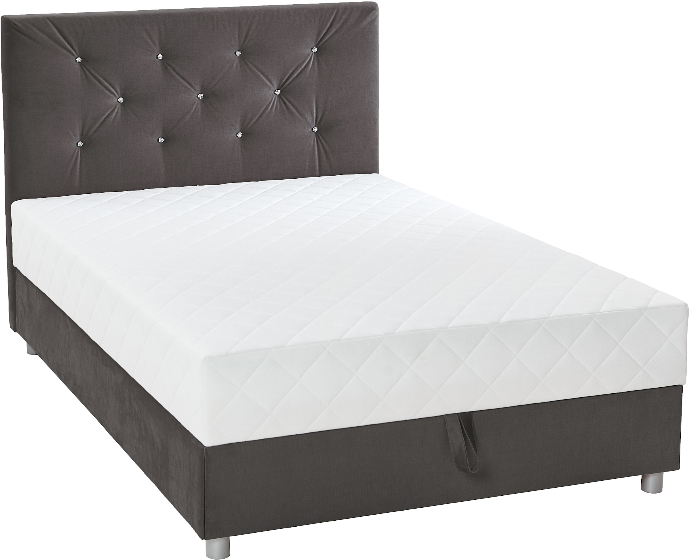 ATLANTIC home collection Boxbett »CELIA im hochwertiger Samtoptik« mit Taschen-Federkernmatratze, Bettkasten und Strass-Steinen