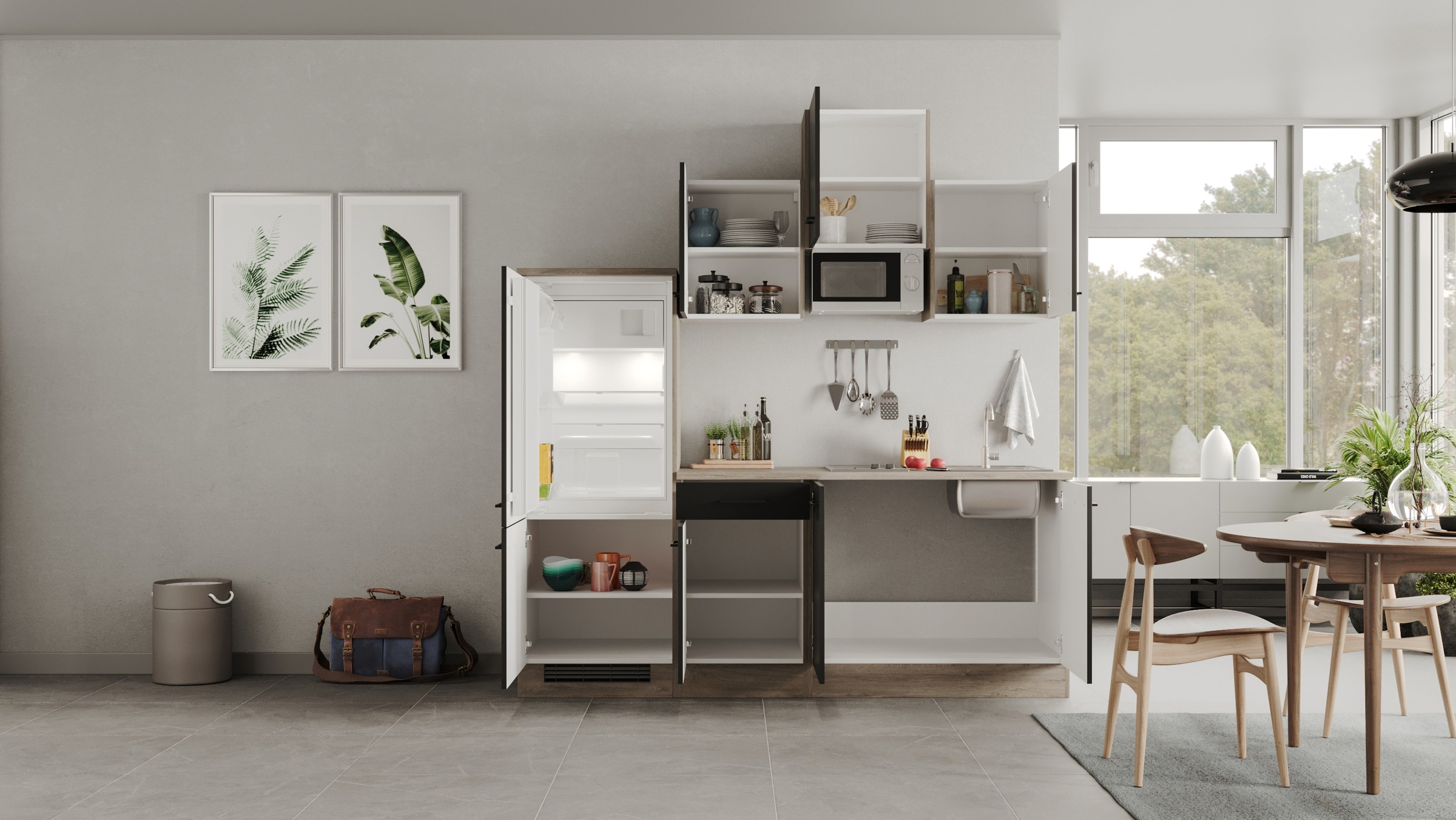 Flex-Well Küchenzeile »Capri«, mit E-Geräten, Gesamtbreite 210 cm, in weiten Farben erhältlich
