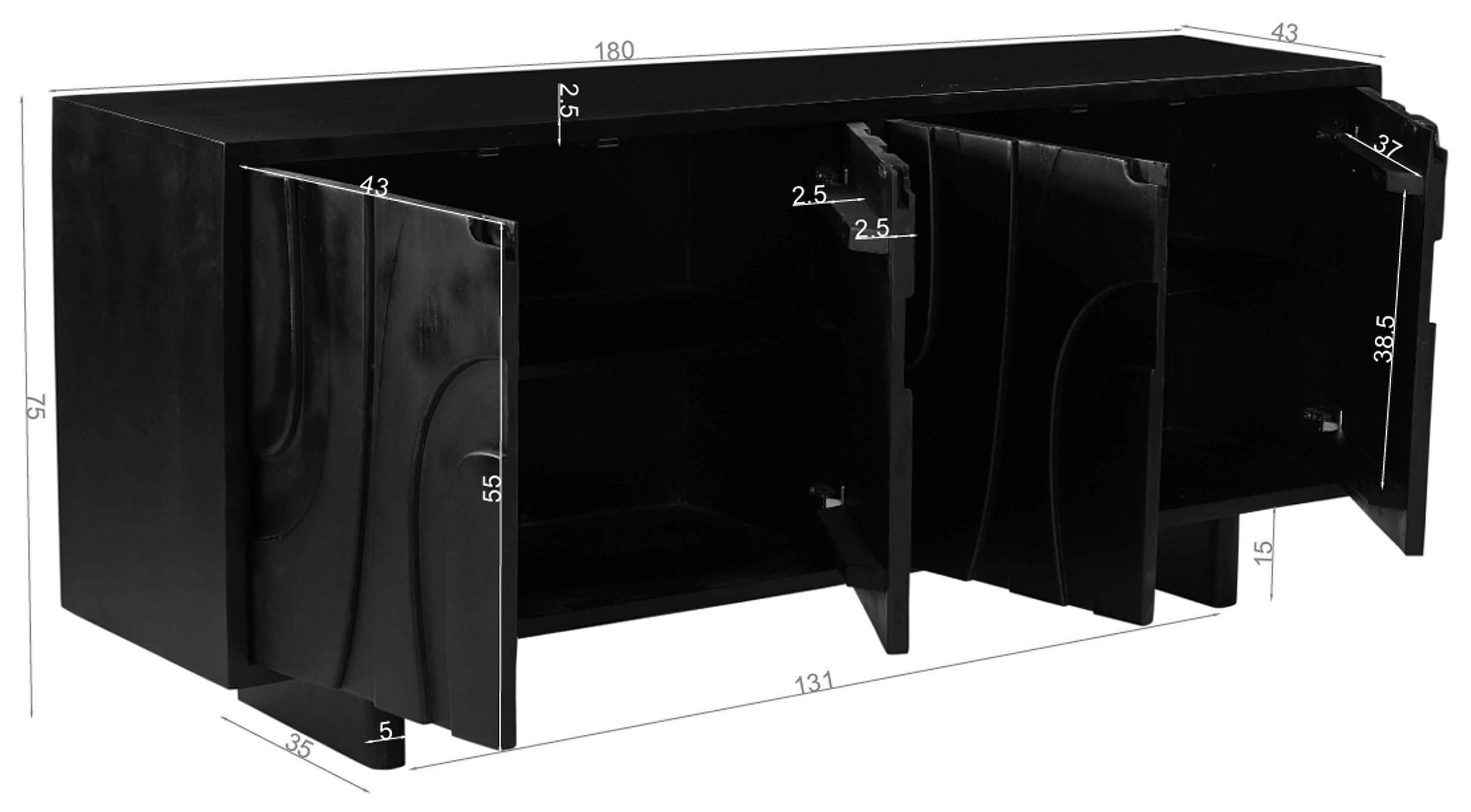 SIT Sideboard 1 Stk. tlg. mit Schnitzereien auf der Front