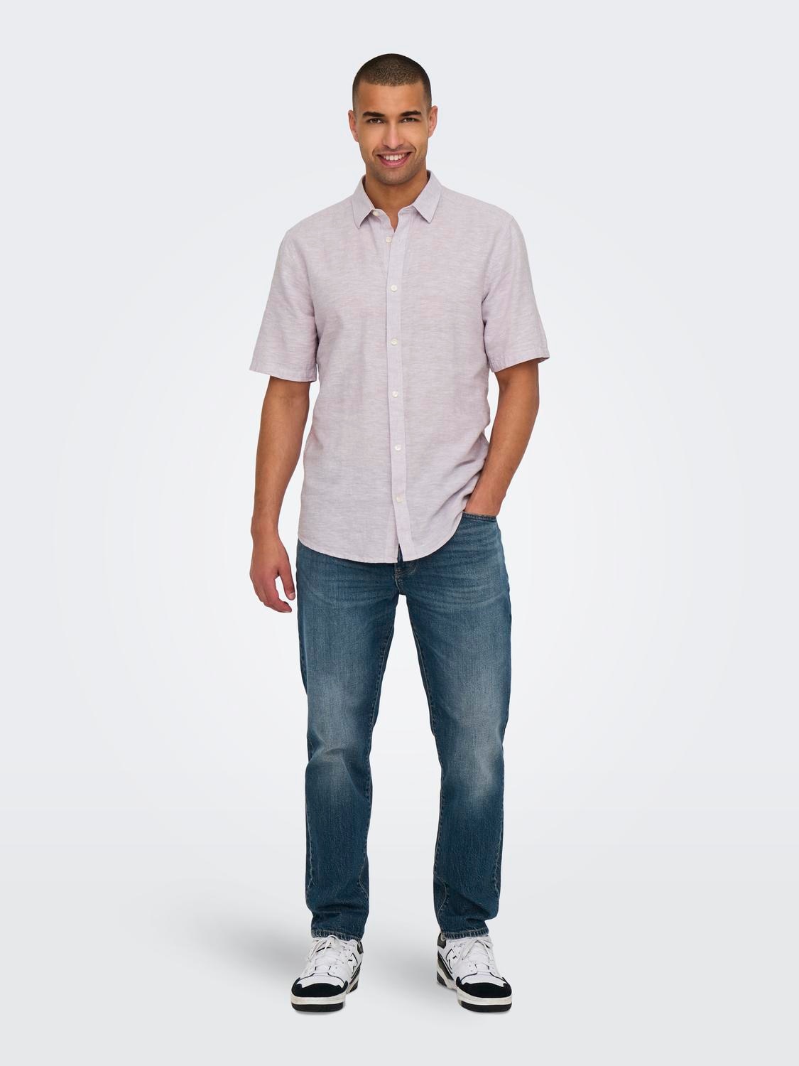 ONLY & SONS Kurzarmhemd »ONSCAIDEN SS SOLID LINEN SHIRT NOOS«