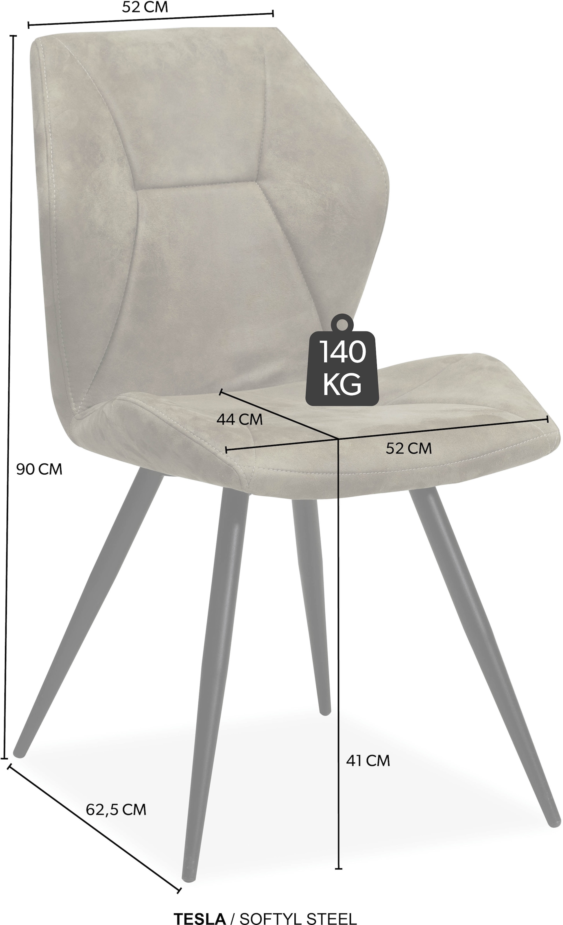 OMG Design Esszimmerstuhl »Tesla« (Set) 2 Stk.Esszimmerstuhl, pflegeleichter Bezug