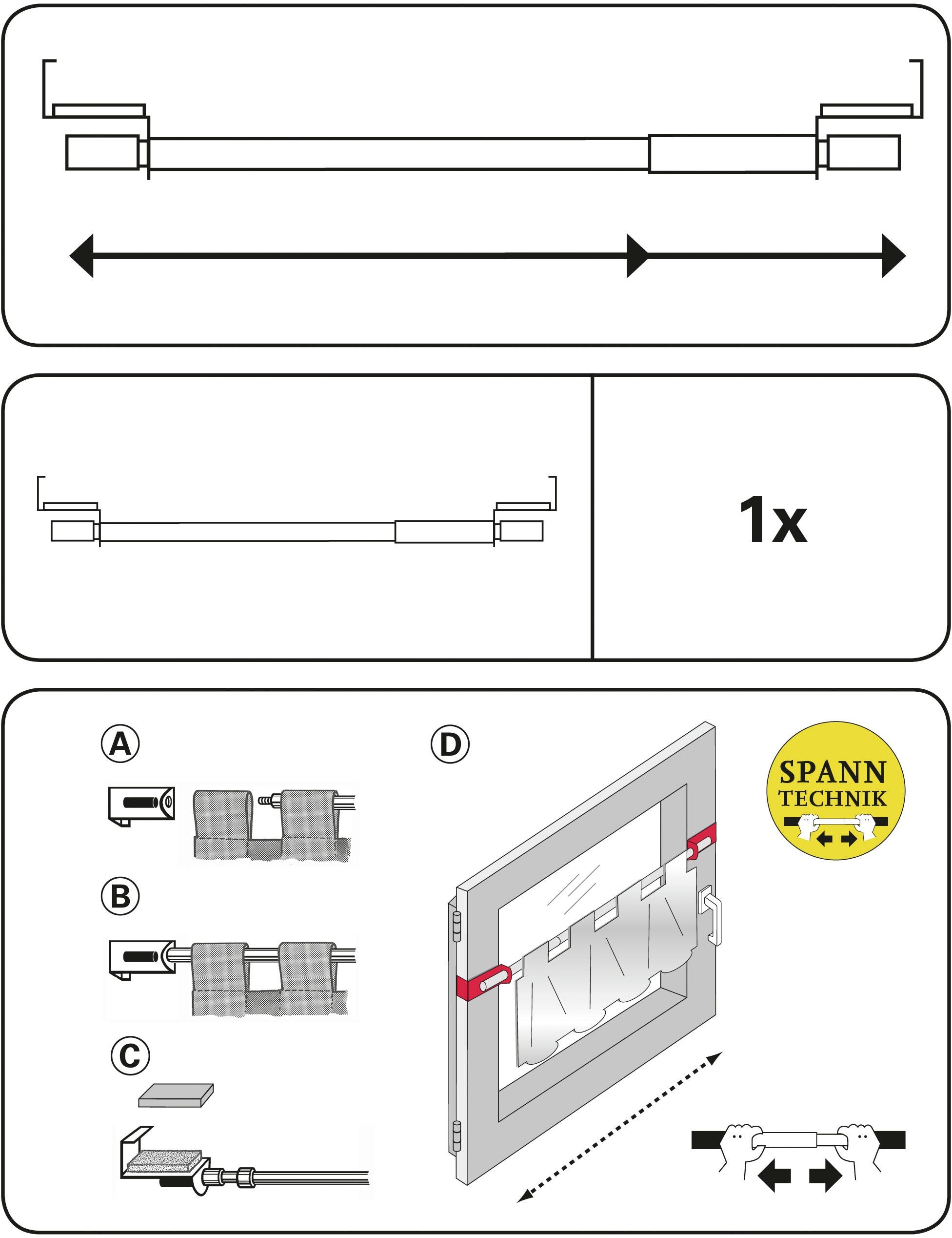 GARDINIA Scheibenstange »Spannvitrage« Ø 9 mm 1 läufig-läufig ausziehbar Serie Spannvitrage Ø 7/9 mm