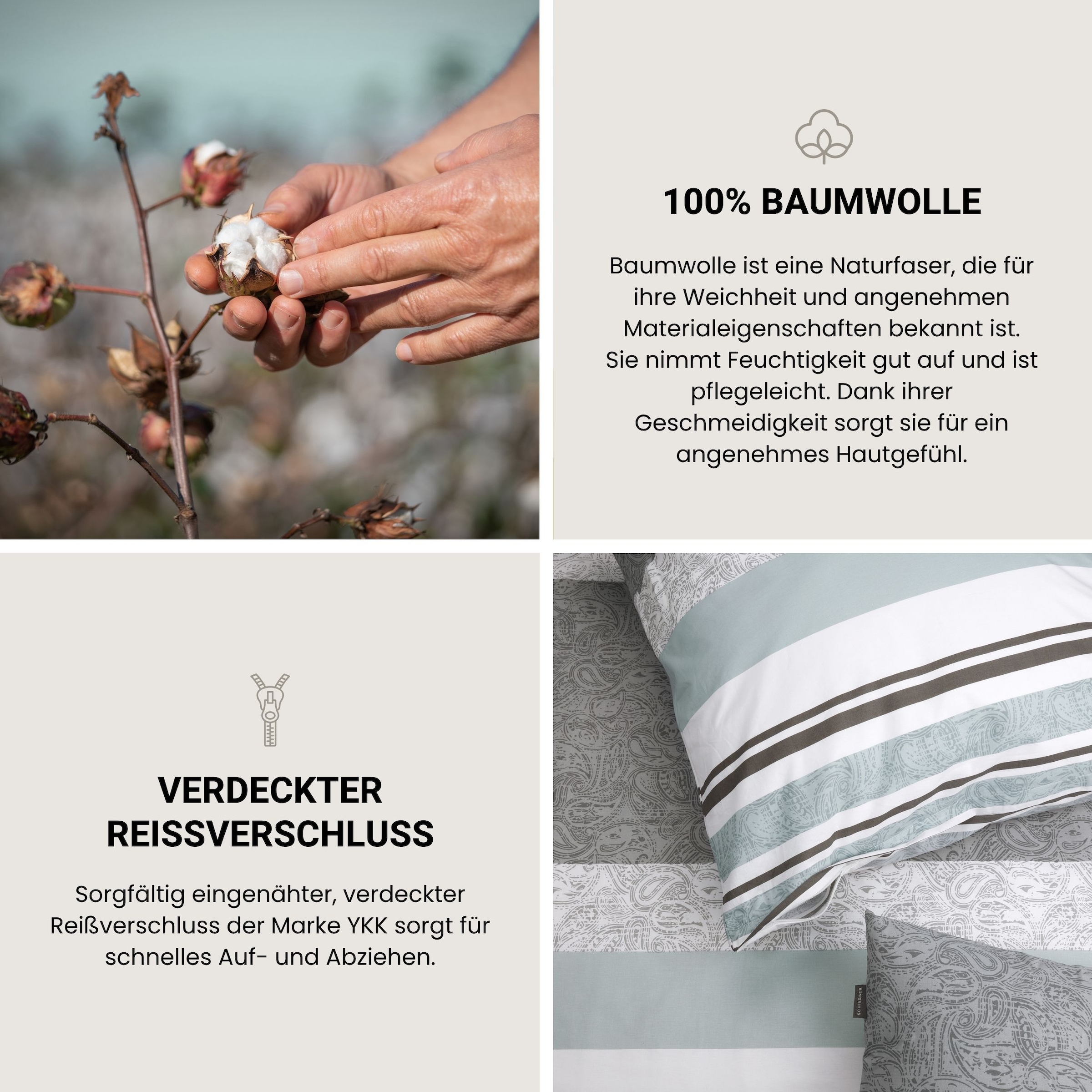 Schiesser Bettwäsche »Adele aus weicher Baumwolle im Paisley-Streifen-Look« 2 Stk. OEKO-TEX® MADE IN GREEN