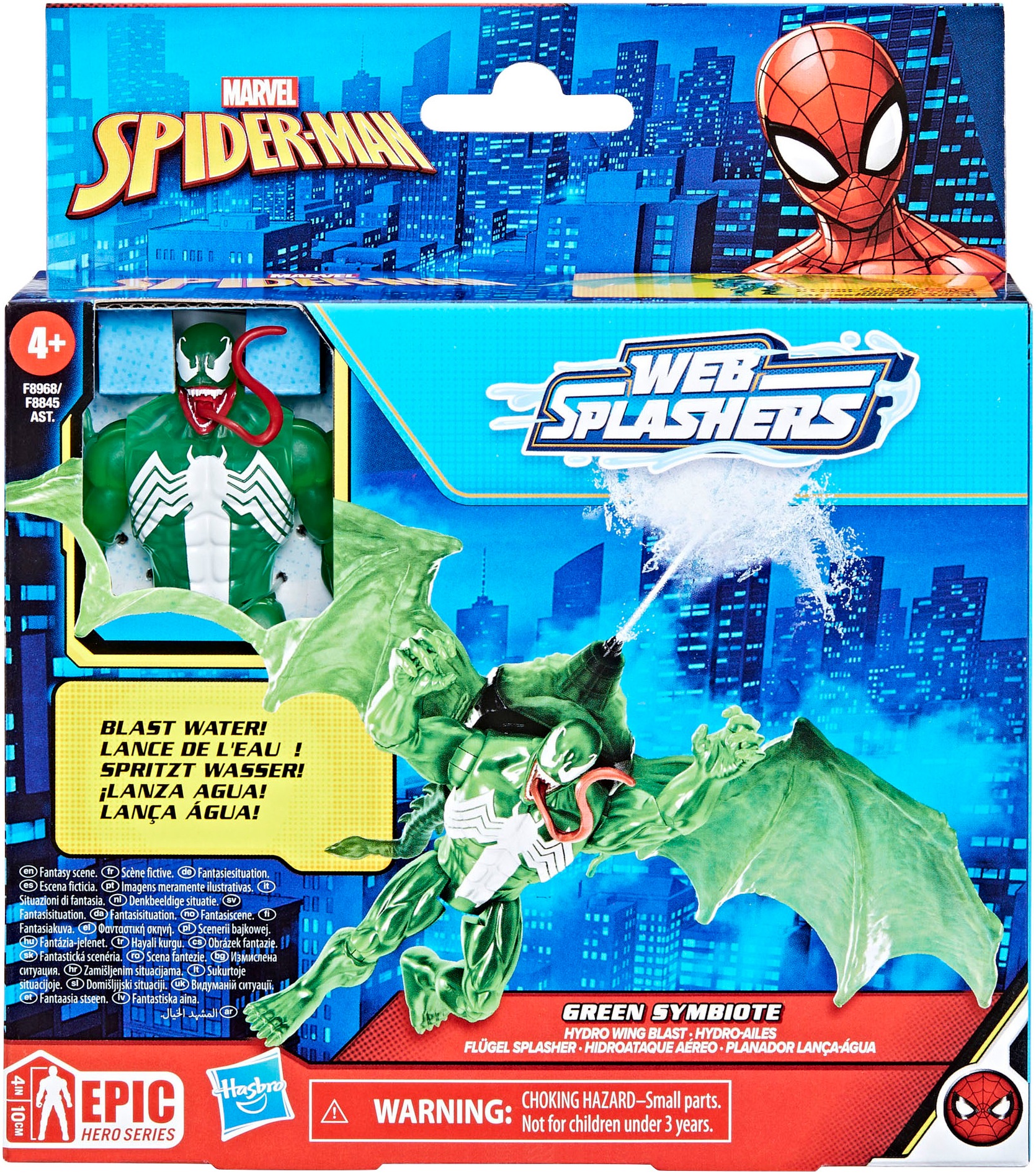 Hasbro Actionfigur »Marvel Spider-Man, Web Splashers Green Symbiote Flügel Splasher«, Spritzt Wasser