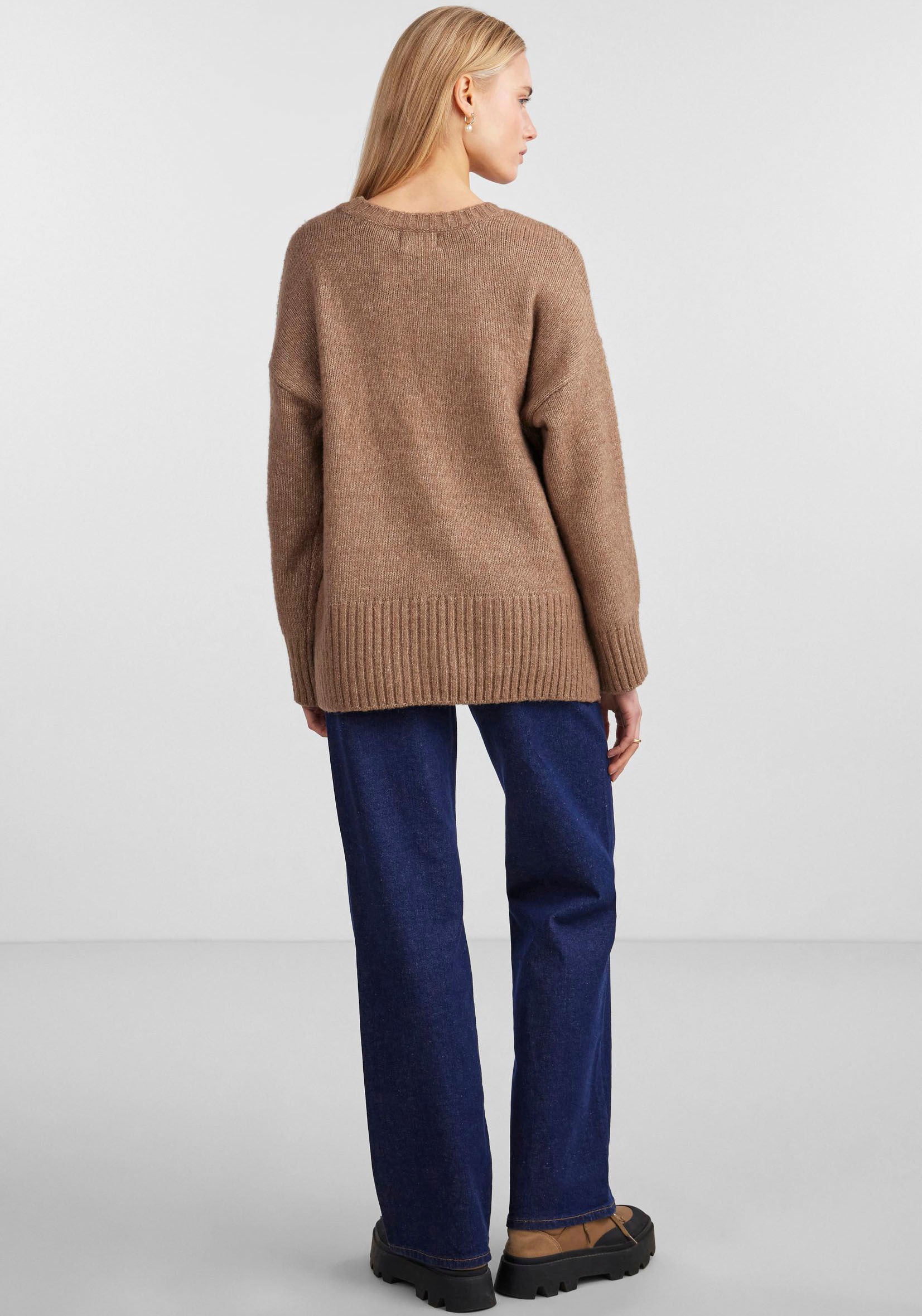 pieces Rundhalspullover »PCNANCY LS LOOSE O-NECK KNIT NOOS BC«, Oversized