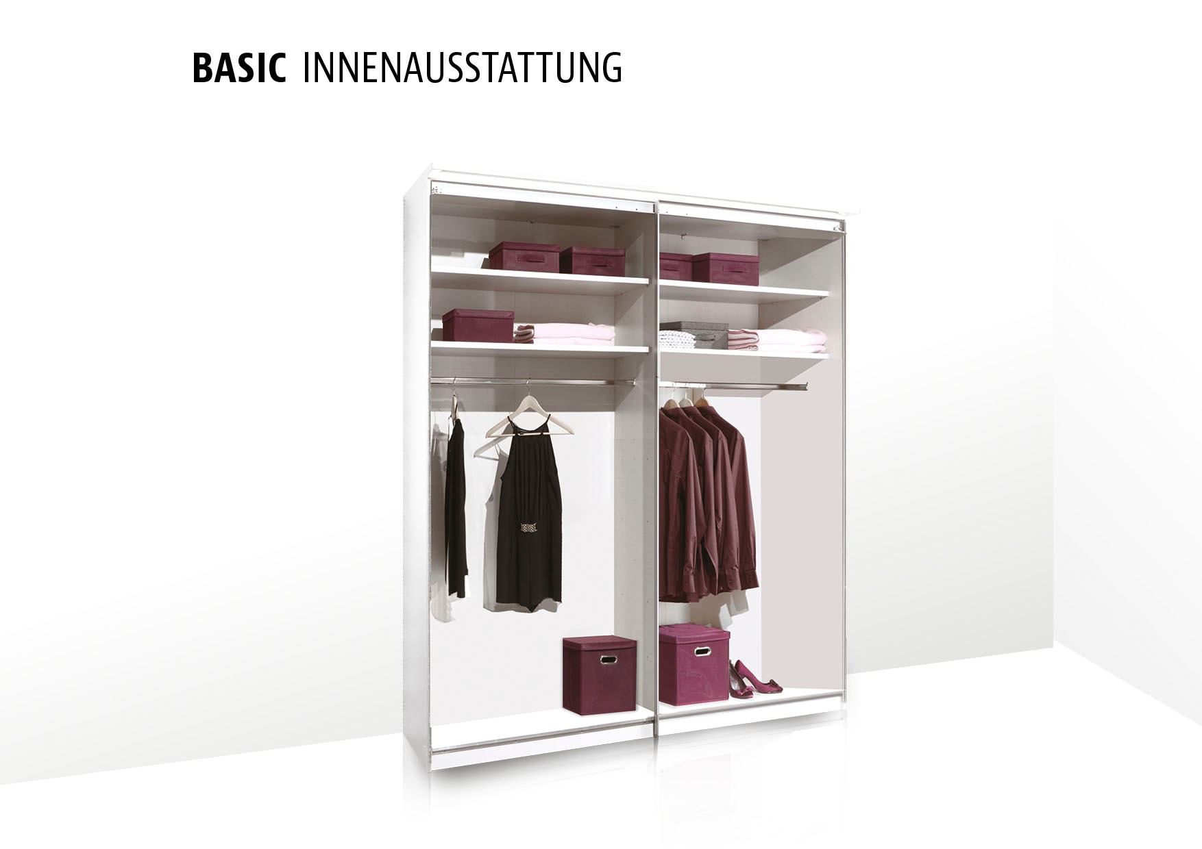 STAUD Schwebetürenschrank »Sinfonie Plus, edles Design in hochwertiger Qualität, Made in Germany« Glas und Spiegel-Frontkombination mit vier Ausstattungsvarianten