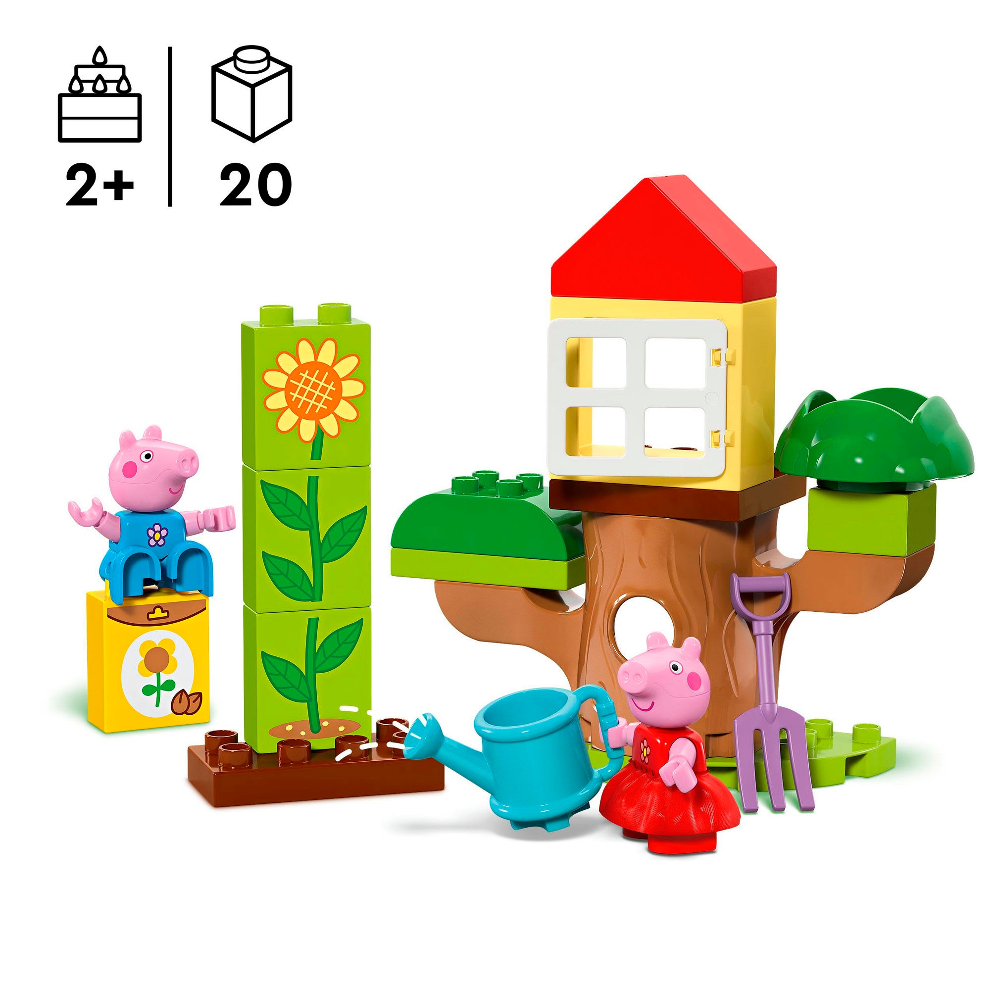 LEGO® Konstruktionsspielsteine »Peppas Garten mit Baumhaus (10431), LEGO DUPLO Peppa Pig«, (20 St.), Made in Europe