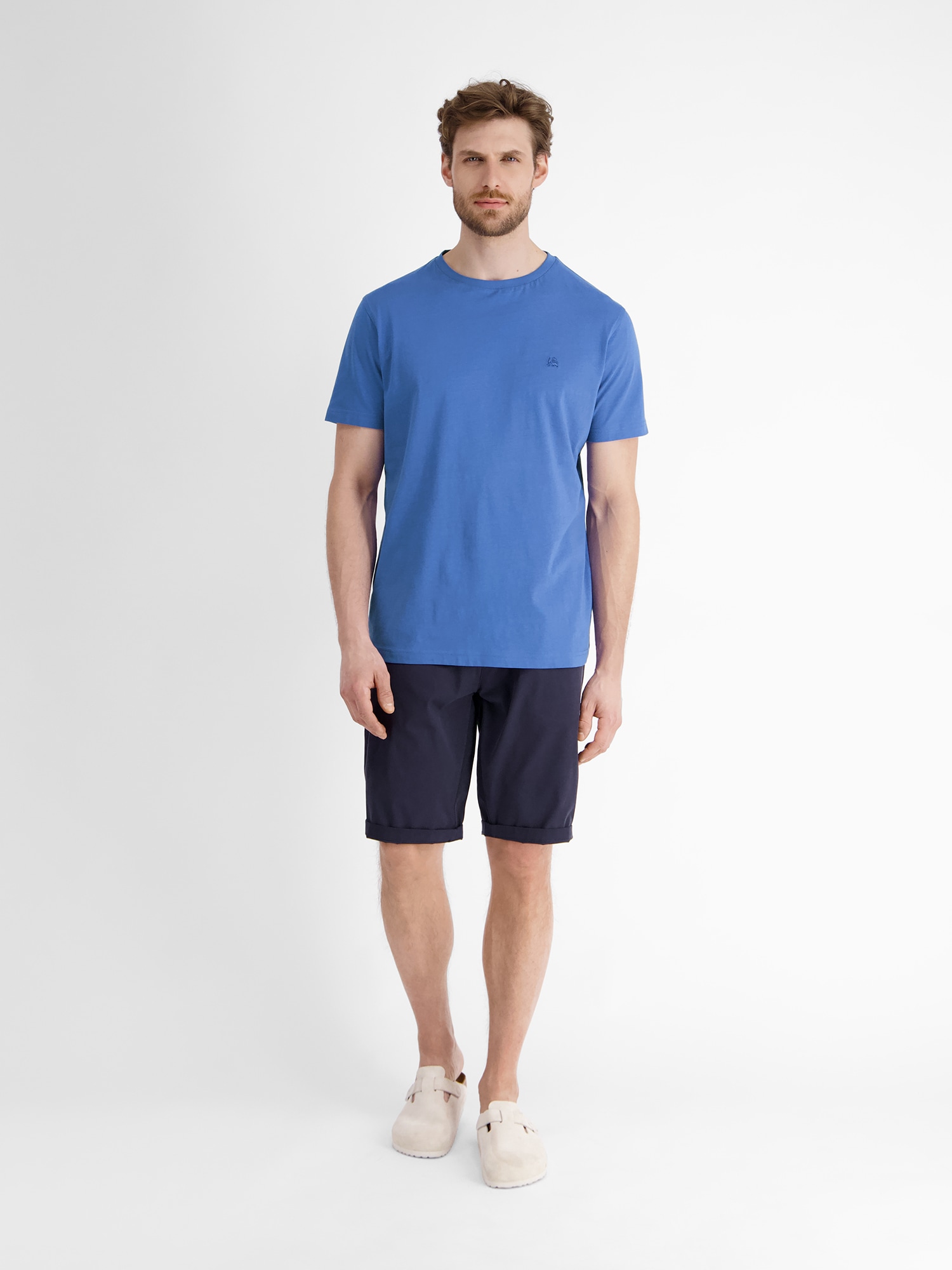 LERROS T-Shirt »LERROS Basic T-Shirt mit Logostitch, unifarben«
