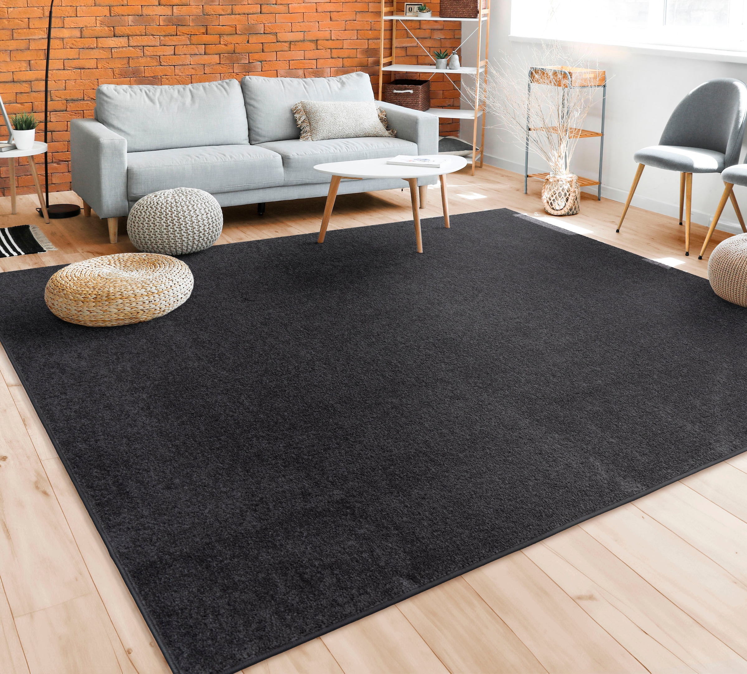 Paco Home Teppich »Porto 890« rechteckig 13 mm Höhe Kurzflor, Uni-Farben, ideal im Wohnzimmer & Schlafzimmer