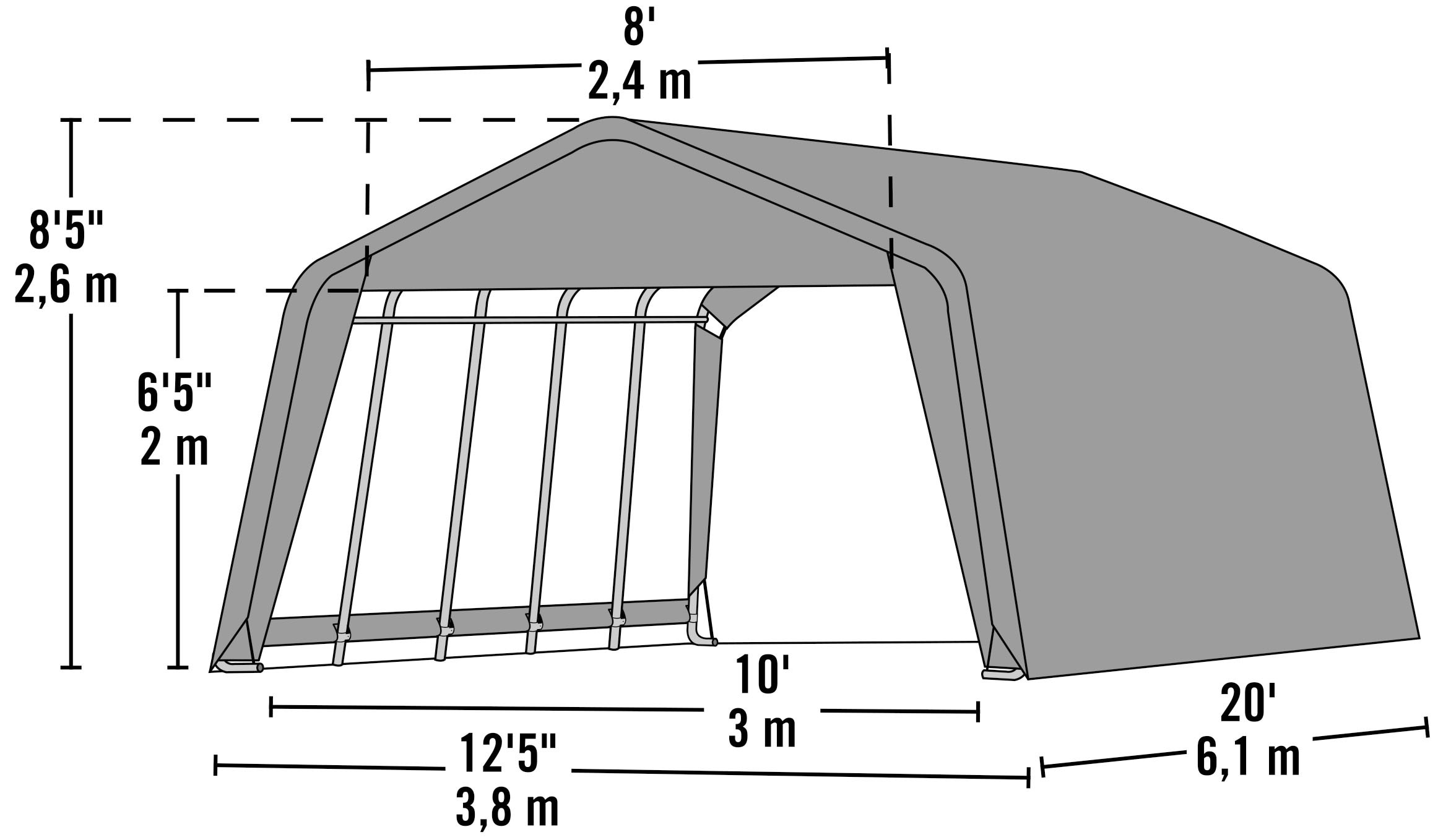 ShelterLogic Foliengerätehaus »Folien-Weidezelt, Zeltgarage«, Grün, 610x380x260 cm