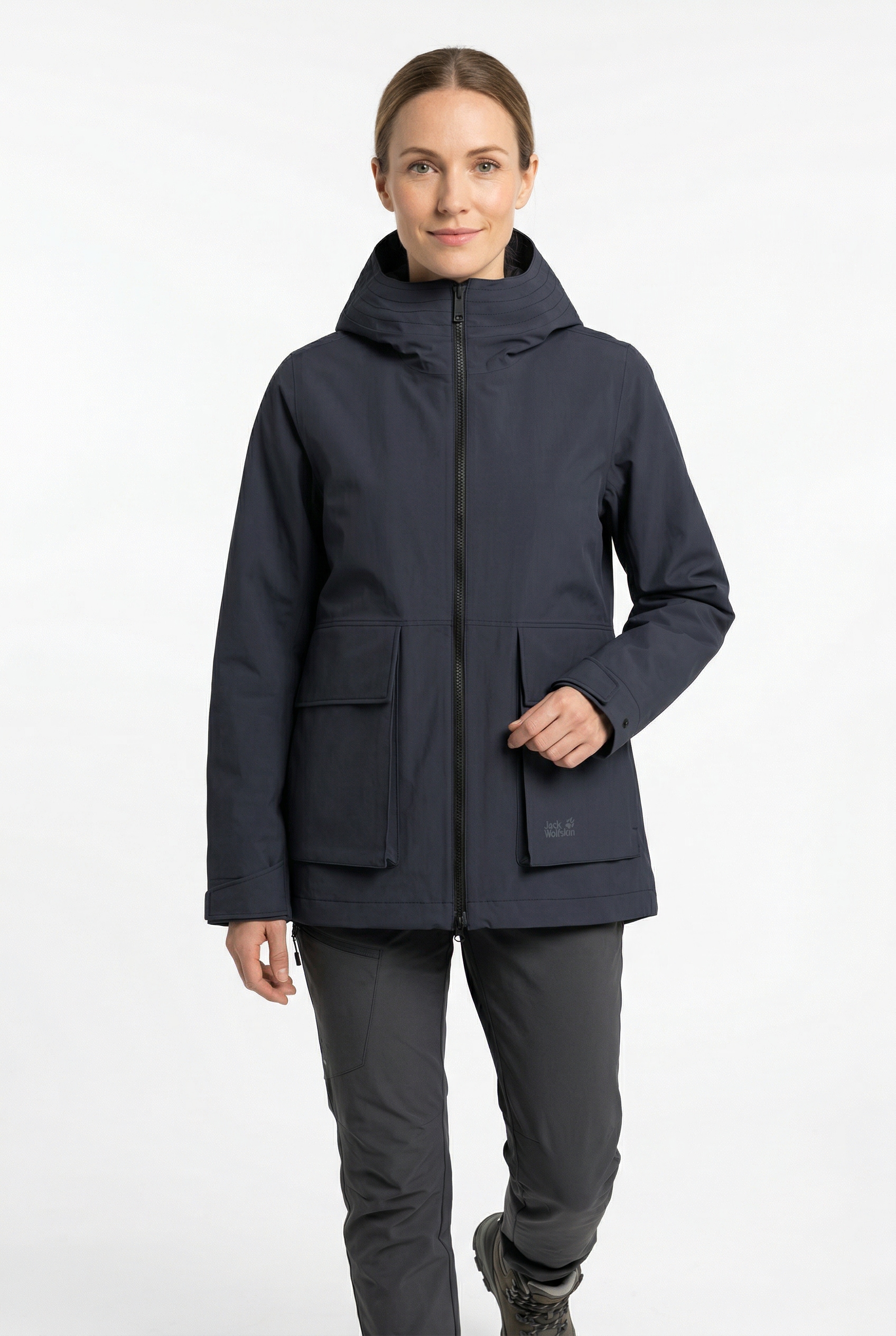 Jack Wolfskin Funktionsjacke »NABUR 2L JKT W« mit Kapuze wasserdicht, atmungsaktiv, Übergangsjacke, aufgesetzte Cargotaschen