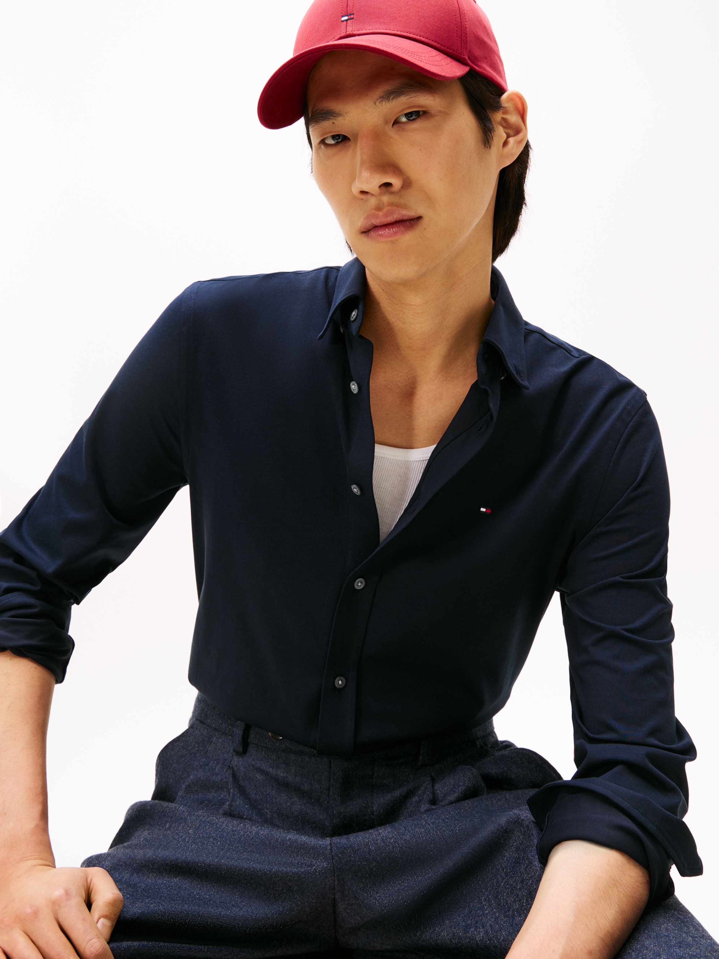Tommy Hilfiger Businesshemd »PERFORMANCE INTERLOCK« elastisches Slim Fit mit Button-Down-Kragen