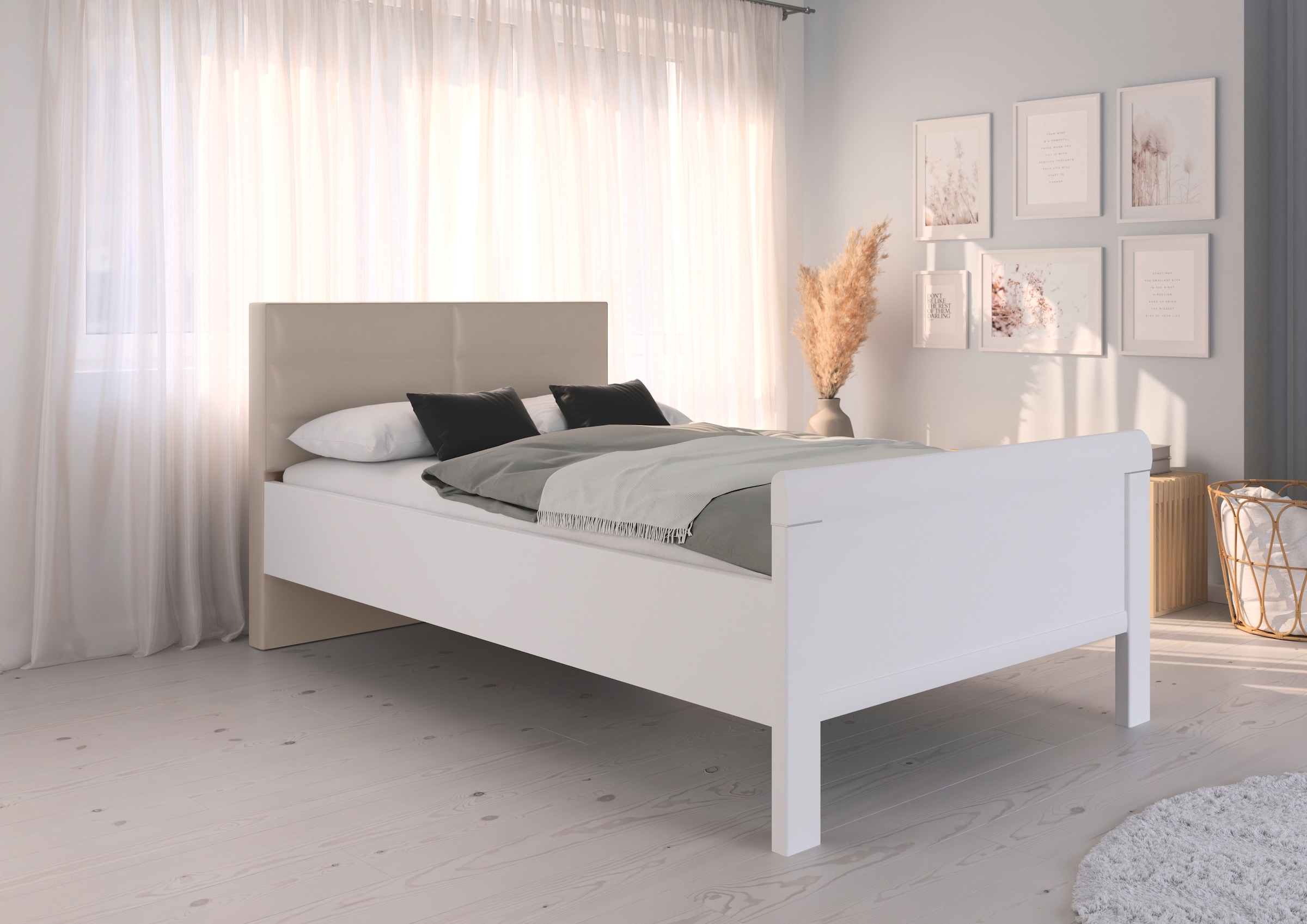 rauch Bett »Bett Einzelbett Stollenbett EVELYN« in Komforthöhe mit Polsterkopfteil in elegantem Stil MADE IN GERMANY