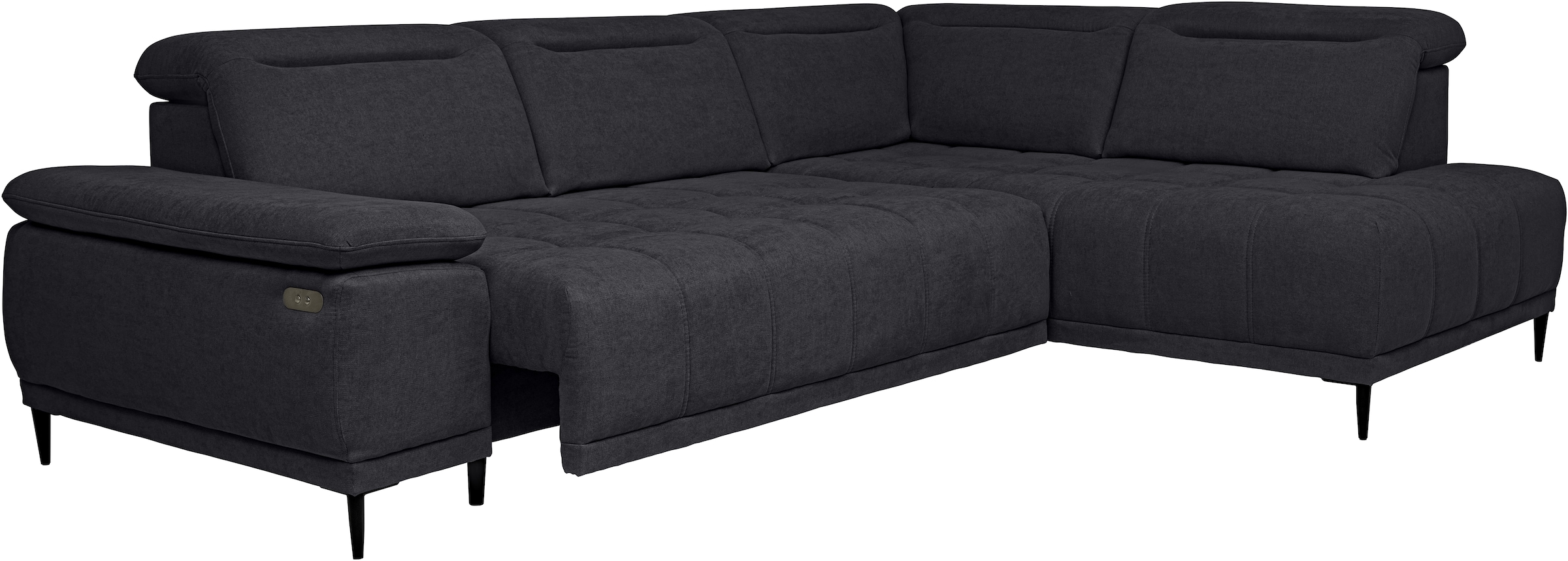 WERK2 Ecksofa »Focus-L, elektrisch erweiterbare Sitztiefe um ca. 30 cm, L-Form« Komfort nach Maß: Ausziehbare Sitztiefe, verstellbare Kopfteile & Füße