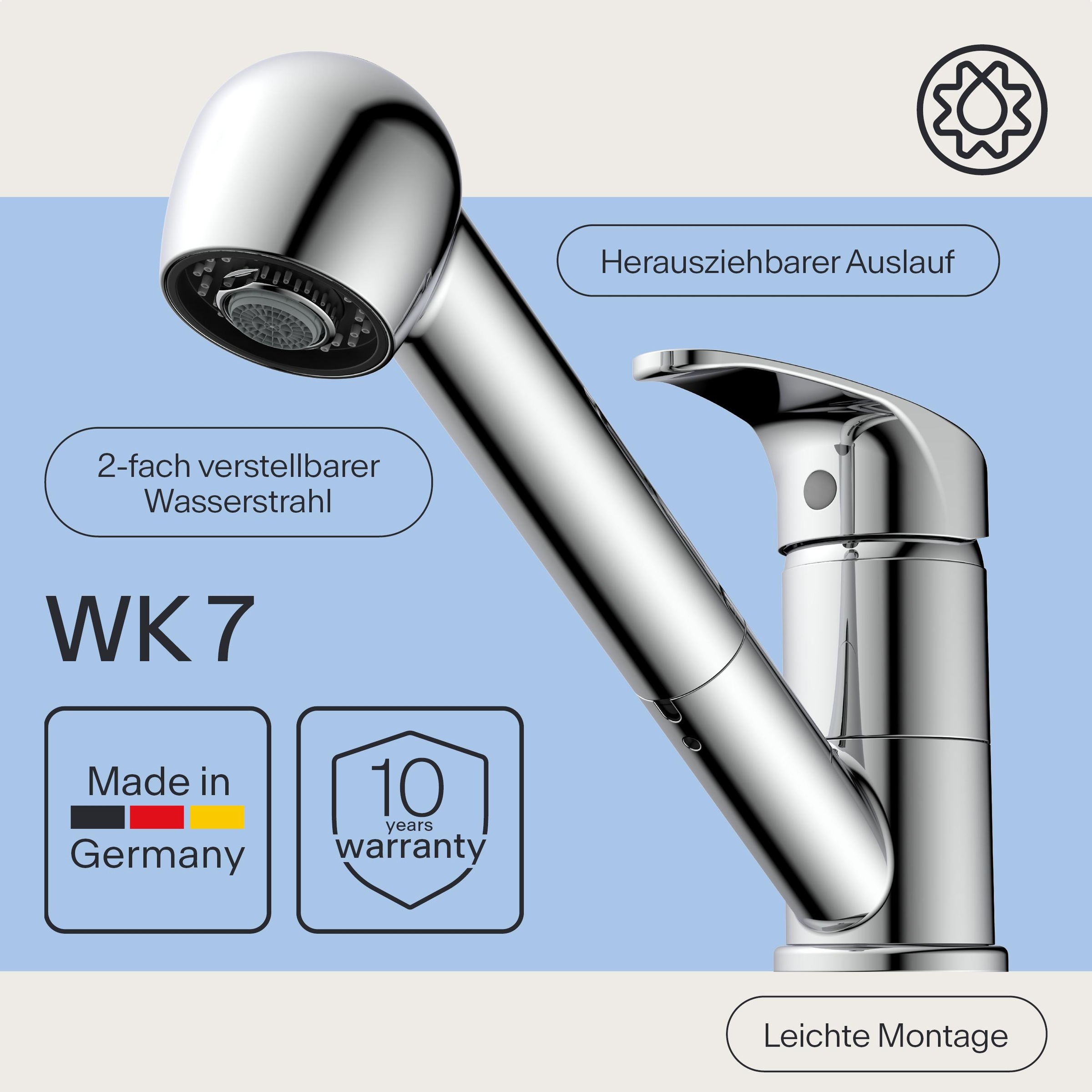 WASSERWERK Spültischarmatur »WK 7, Wasserhahn, Küche, Einhebelmischer«
