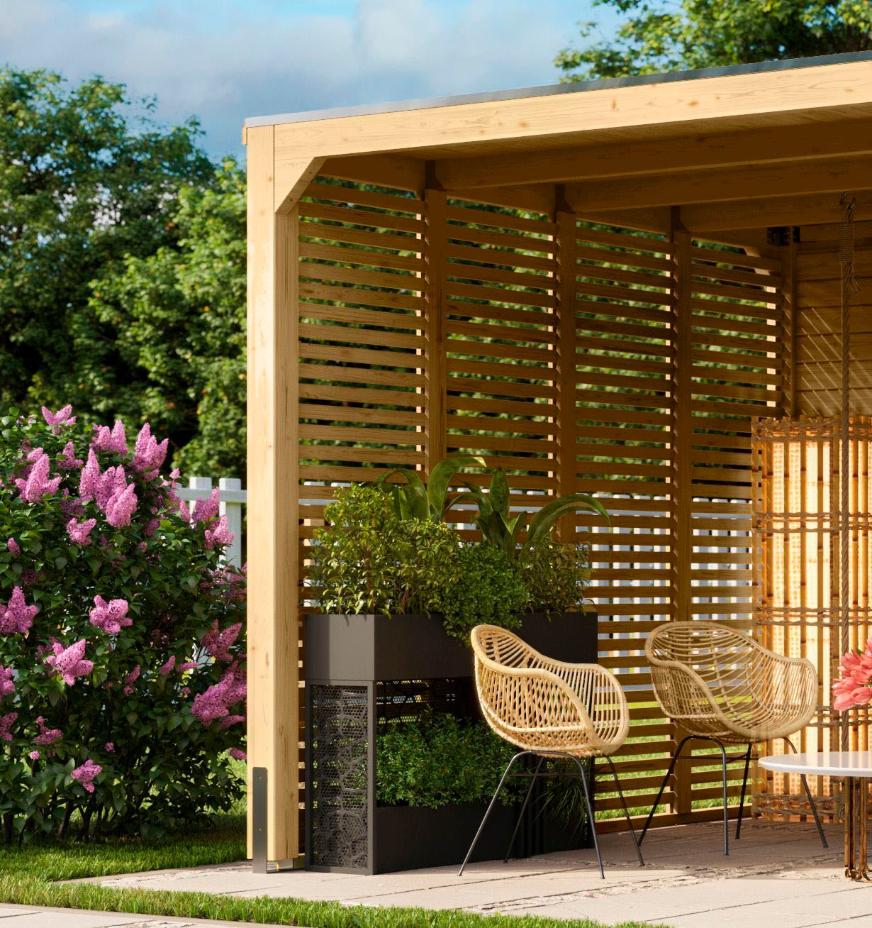 Karibu Holzpavillon »Gordon«, mit Seiten- und Lamellenwand