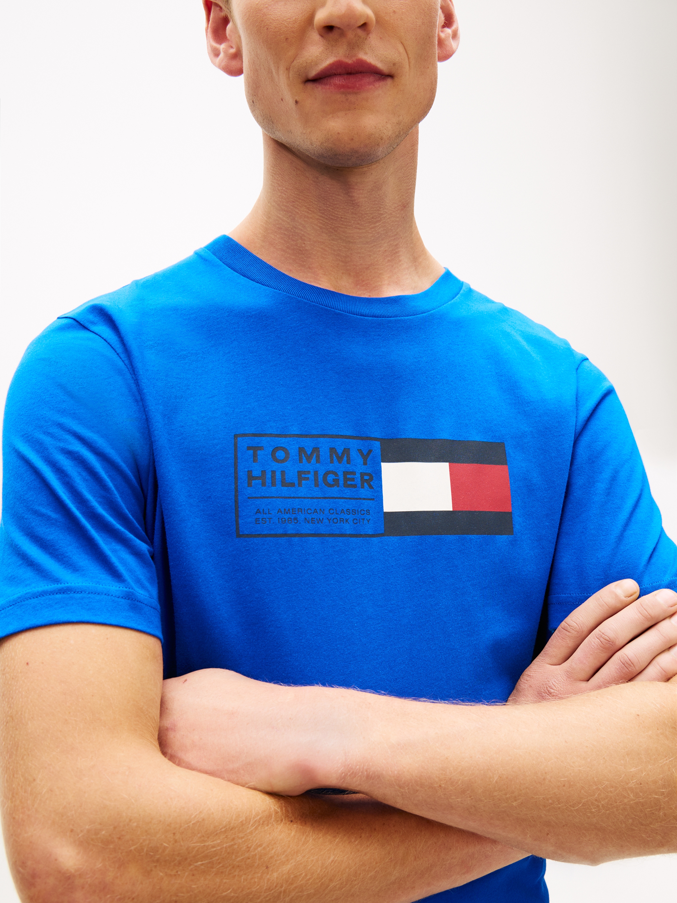 Tommy Hilfiger T-Shirt »BRAND LOVE TEXT BOX« regular fit, gerippter Rundhals