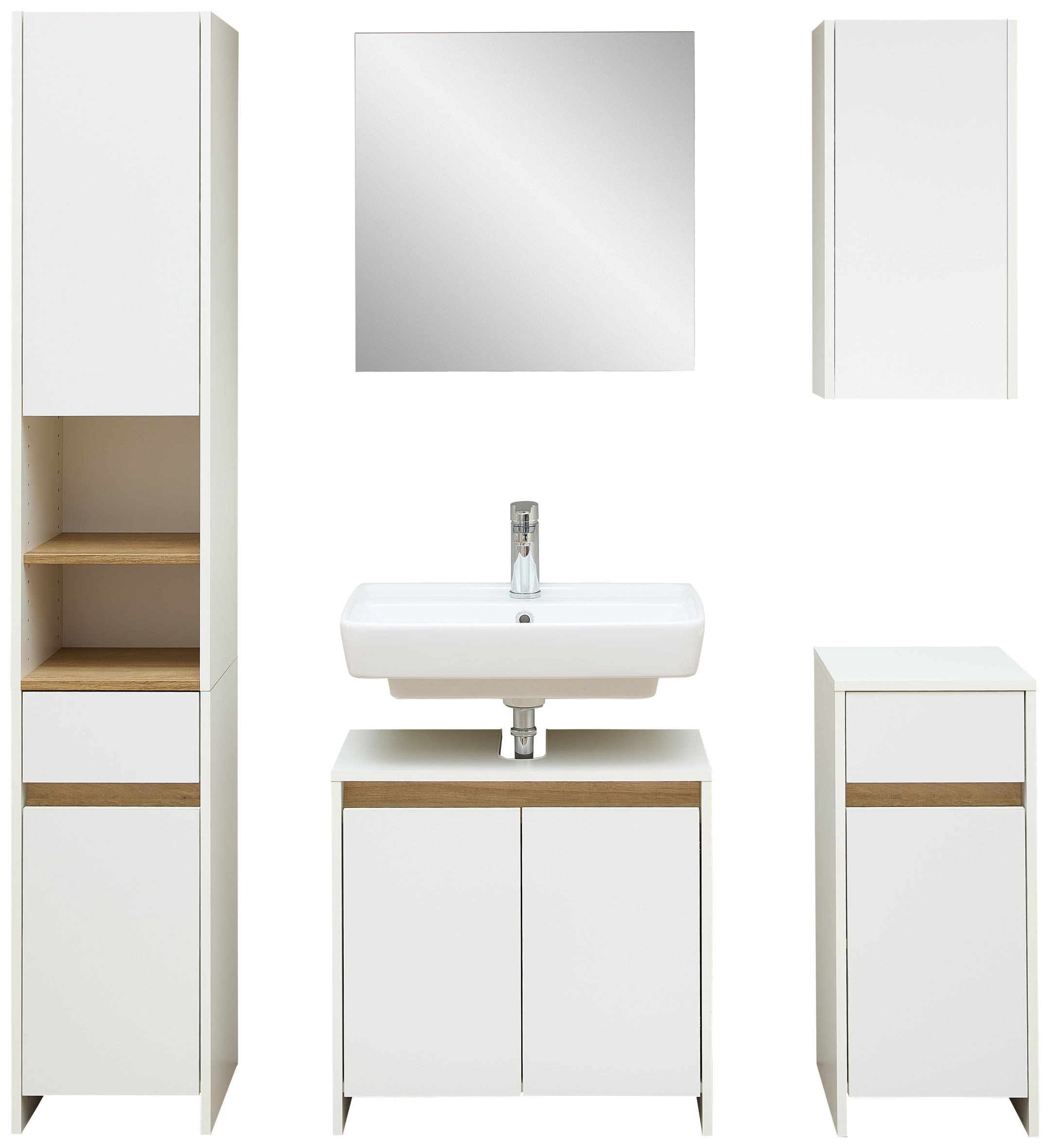Saphir Badmöbel-Set »Quickset 100, 5-teilig, mit Holzeinlegeböden, 94cm breit« 5 Stk. tlg.
